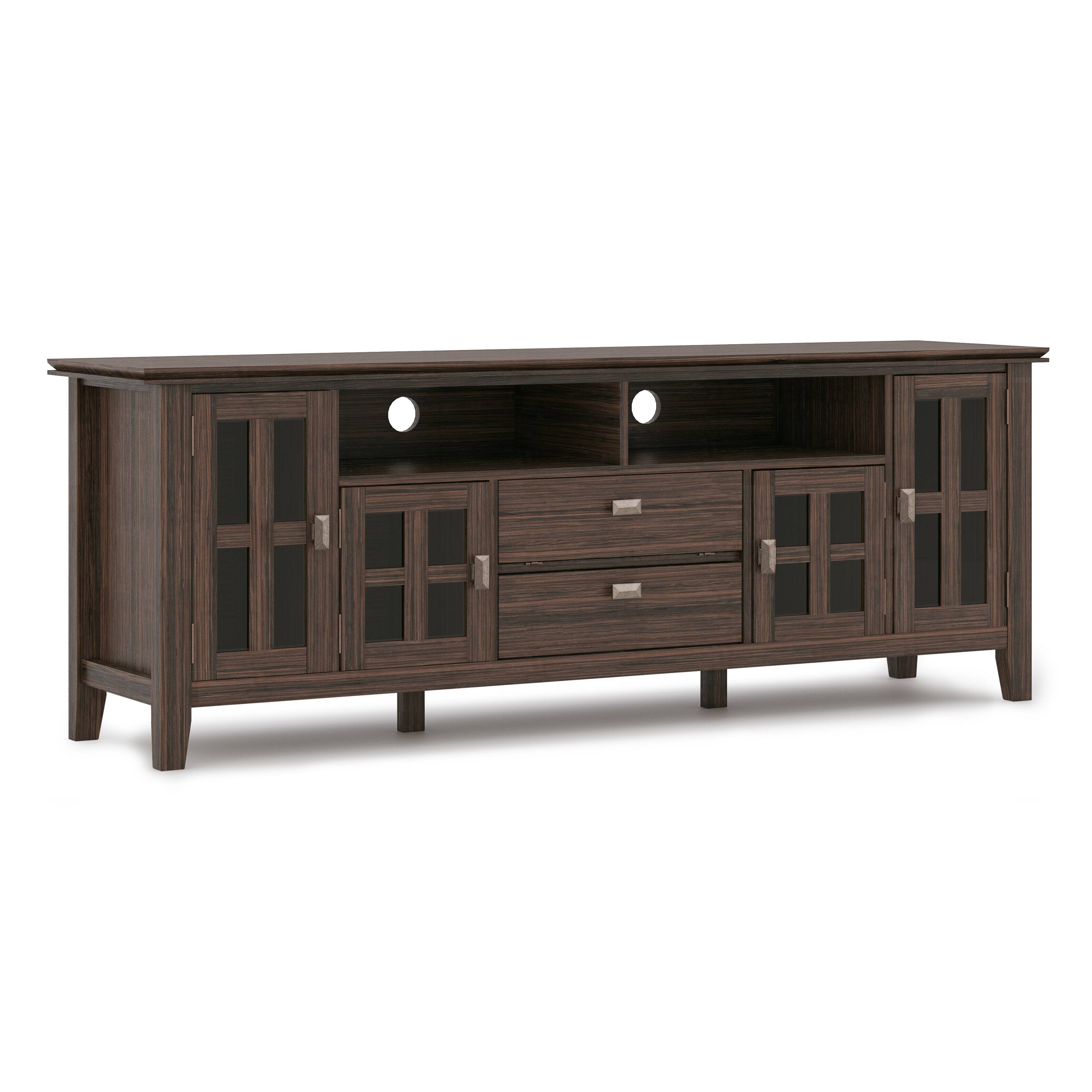 Simpli Home - Artisan SOLID WOOD 72 inch Wide Transitional TV Media Stand For TVs up to 80 inches - Farmhouse Brown