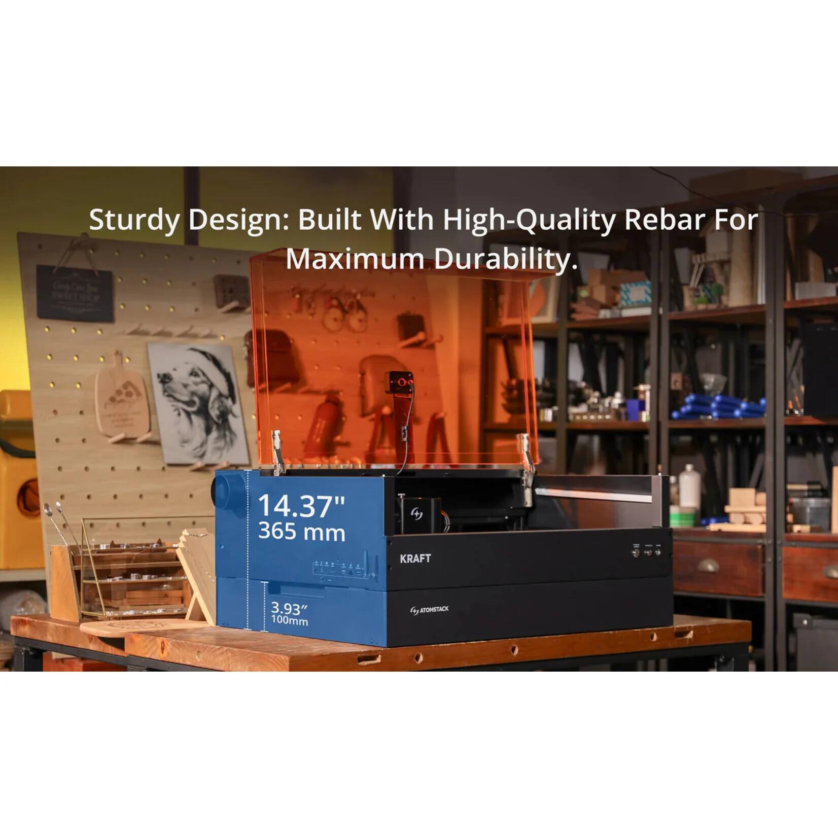 Sturdy Design: Built With High-Quality Rebar For Maximum Durability.  
14.37" 365 mm  
3.93" 100mm  
KRAFT  
ATOHIAOK