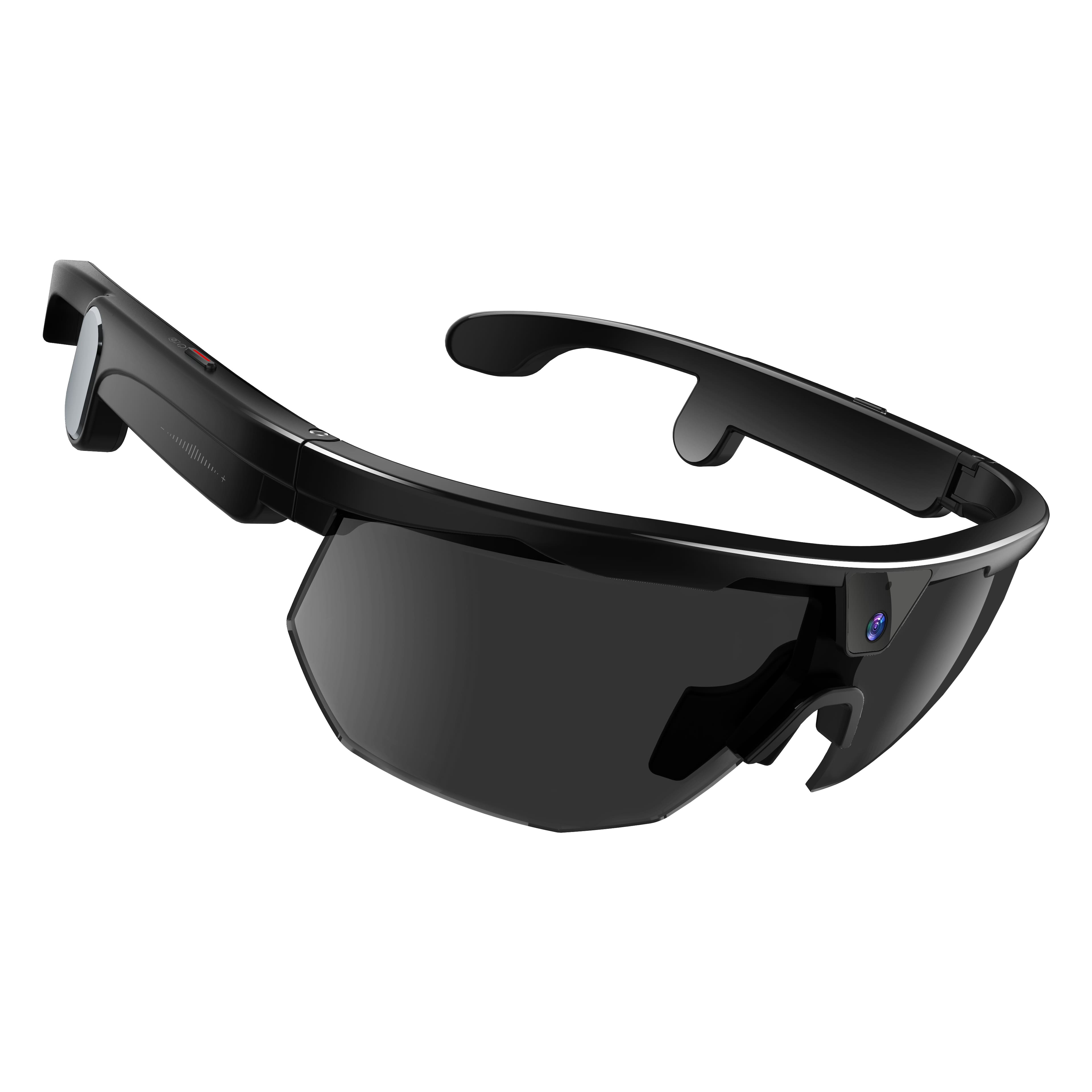 Front. Loheer - Loheer Smart Glasses with 32MP Camera, 1200P Video, AI Voice Assistant, Wi-Fi, IP66 Sports Sunglasses - Black - Black.
