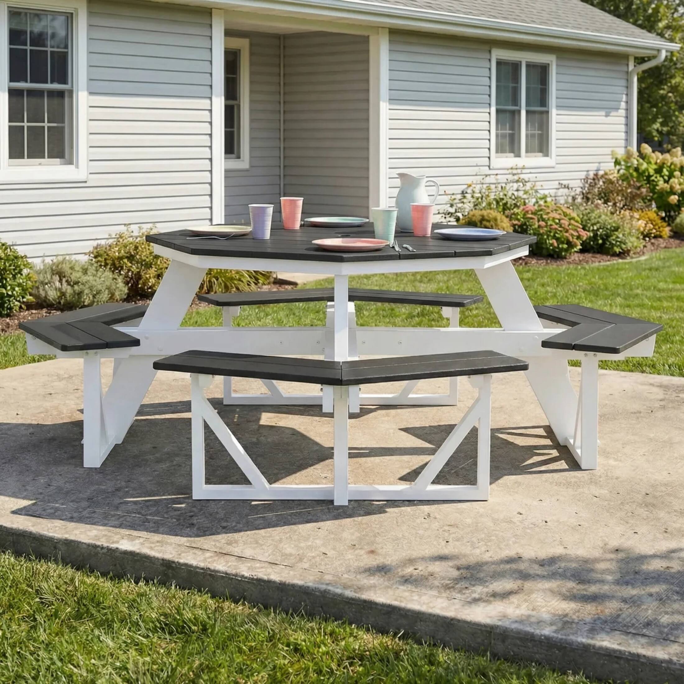 Angle. WestinTrends - WestinTrends Greenville Outdoor 48" HDPE 8-Person Patio Octagon Picnic Table - Gray.
