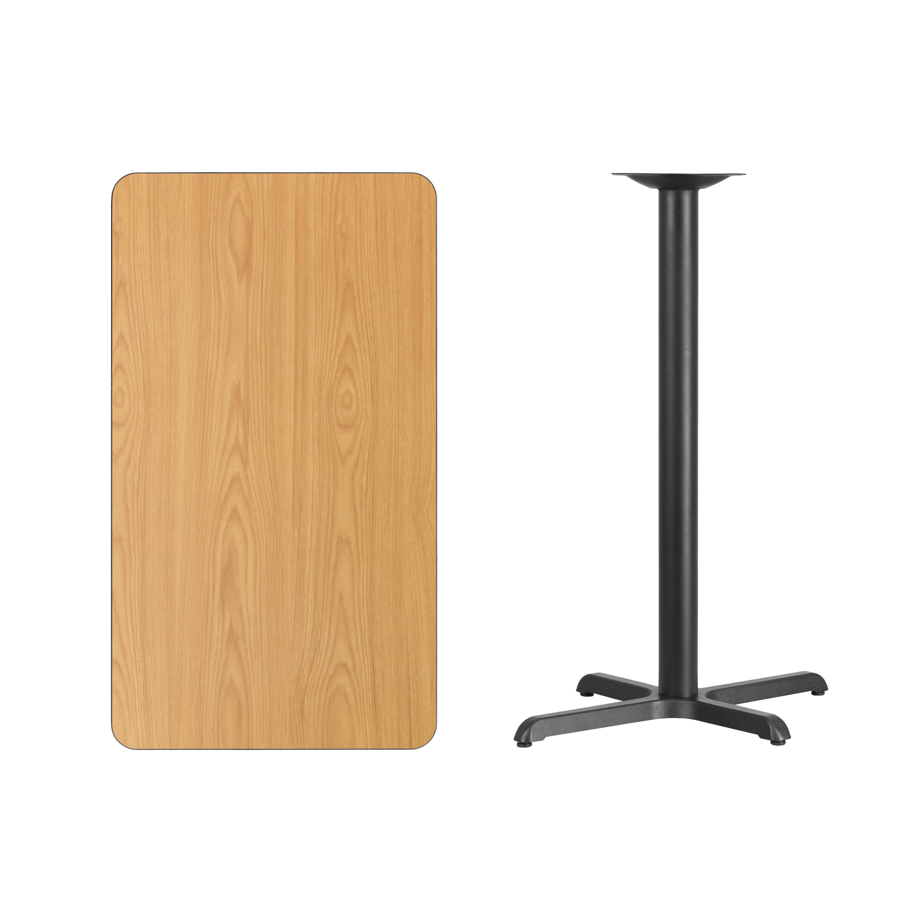 Alt View 2. Emma + Oliver - 24"x42" Rectangular Laminate Bar Table with 23.5"x29.5" Base - Natural.