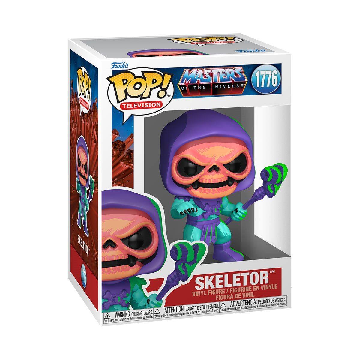 Funko POP!  
TELEVISION  

MASTERS OF THE UNIVERSE  
1776  

SKELETOR  
VINYL FIGURE / FIGURINE EN VINYLE / FIGURA DE VINIL  

ADVERTENCIA: PELIGRO DE ASFIXIA, A menone a menores de 3 años.  
ATTENTION: PELIGRE D'ETOUFFEMENT, add pors a menores de 3 ans.  
WARNING: CHOKING HAZARD - Small parts. Not for children under 3 years.