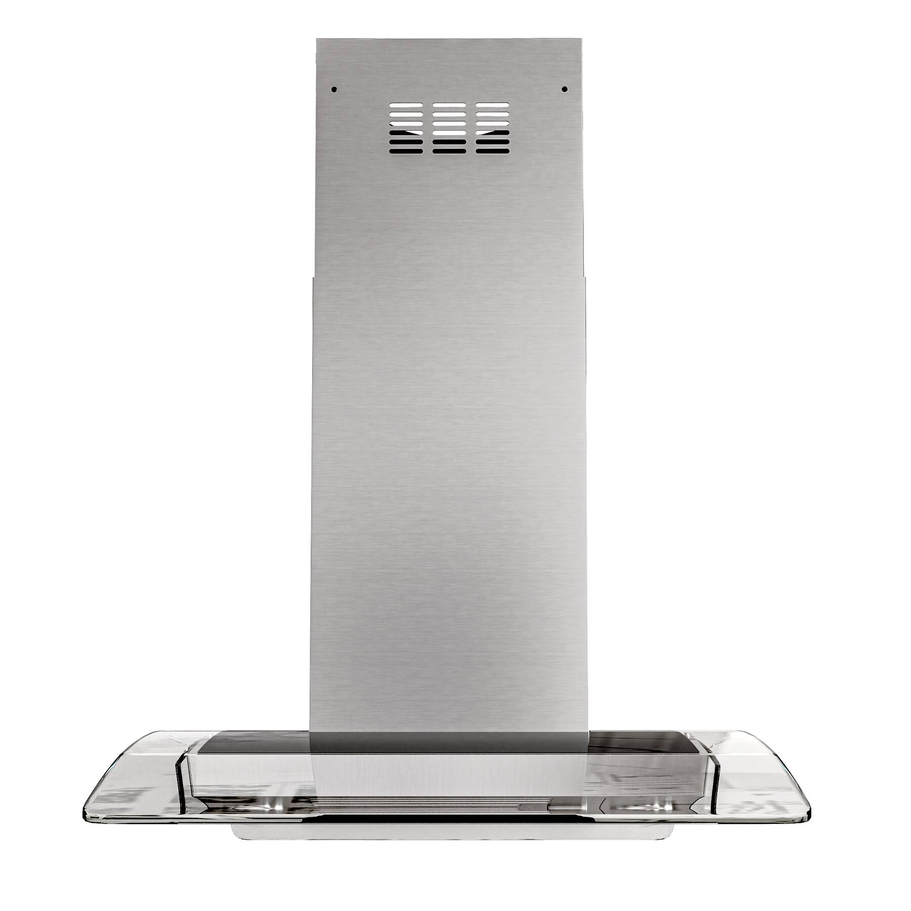 Left. Onefly - 36 inches - Ducted - Island Range Hood - silver.