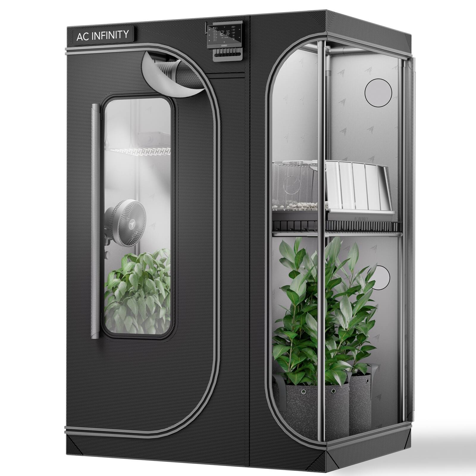 Front. AC Infinity - CLOUDLAB 743D, 2-in-1 Advance Grow Tent 4x3, Thickest Poles and Canvas 48" x 36" x 72".