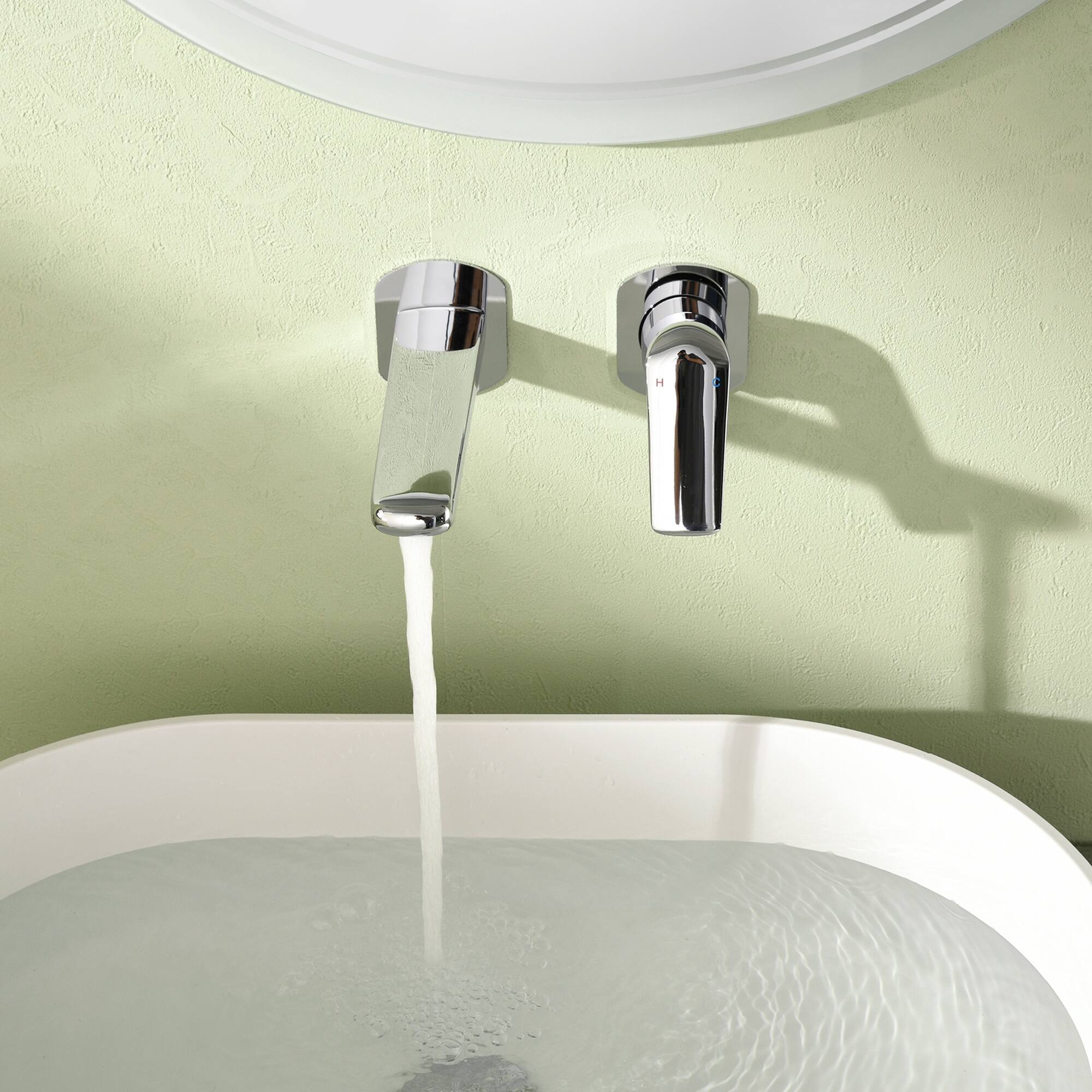 Alt View 4. Boyel Living - Chrome Wall Mounted Bathroom Faucet Solid Brass Single Handle - Chrome.