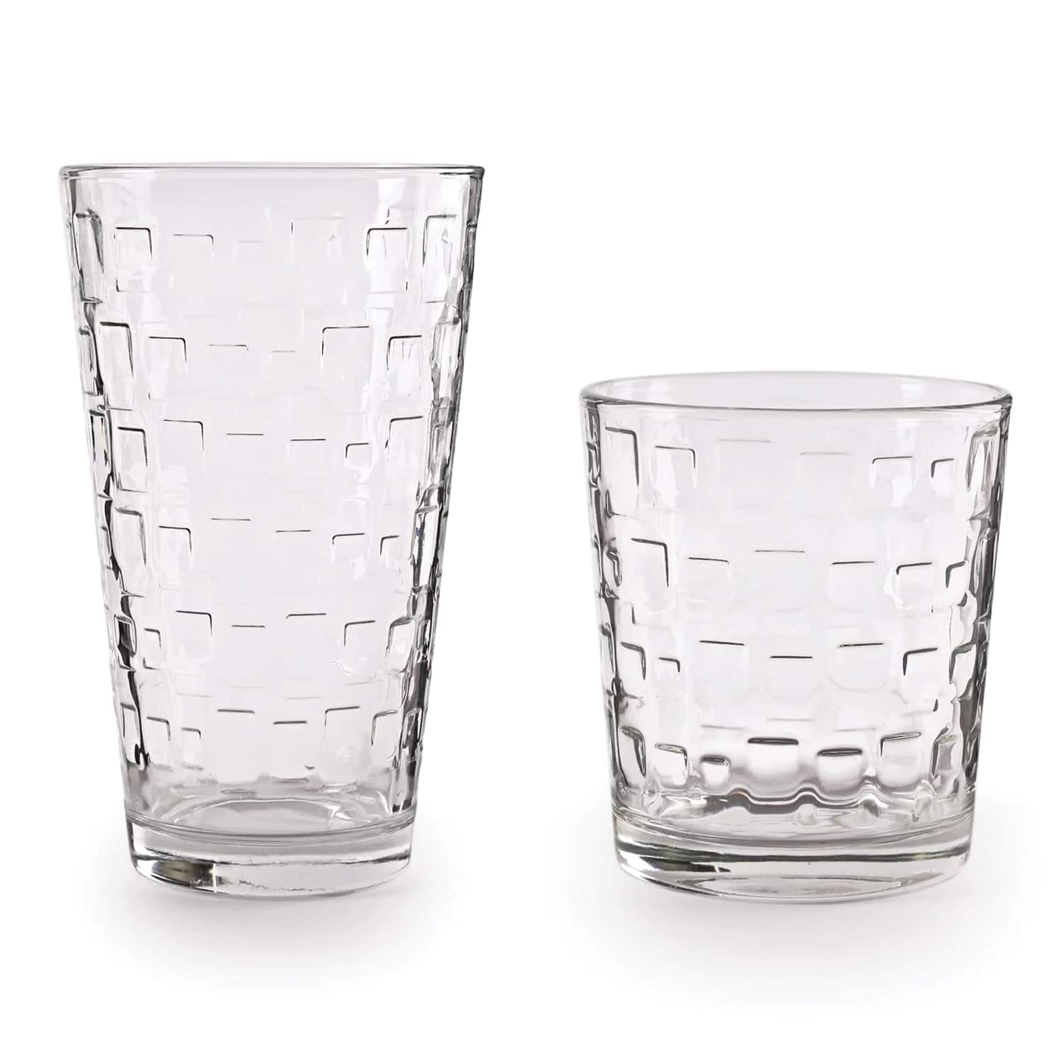 Jay Import - Blocks 16 Pieces Entertaining Set (15.75 OZ. and 12.5 OZ.) - Clear