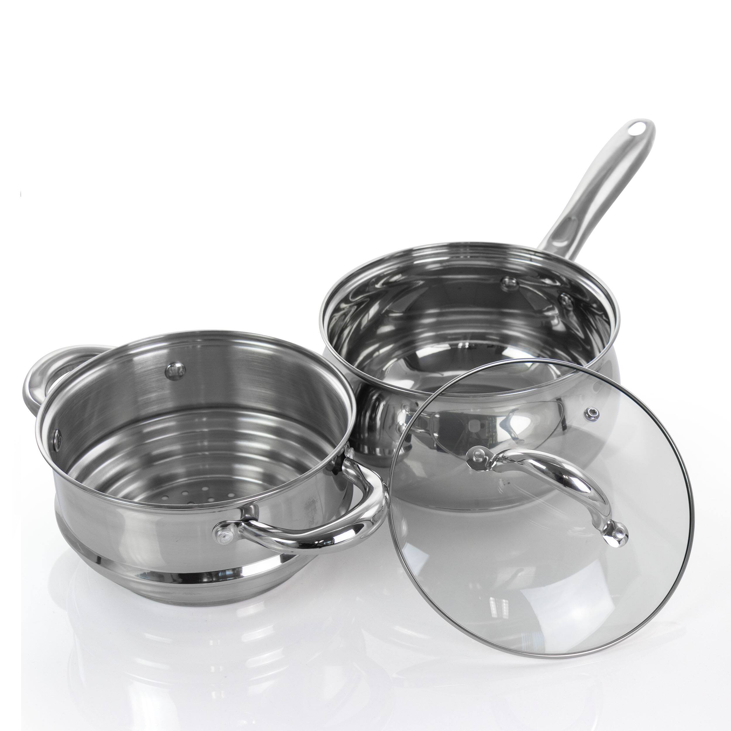 Alt View 1. Gibson - Gibson Home Ancona 12 Piece Stainless Steel Belly Shaped Cookware Set with Kitchen Tools - Silver.