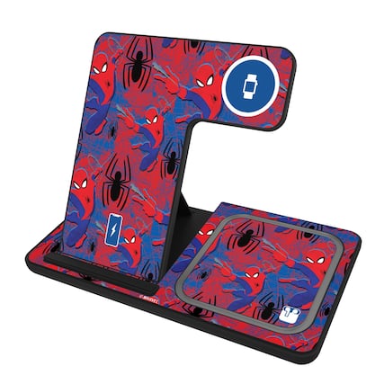 Front. Keyscaper - Marvel Pattern 3 in 1 Charging Station - Spider-Man.