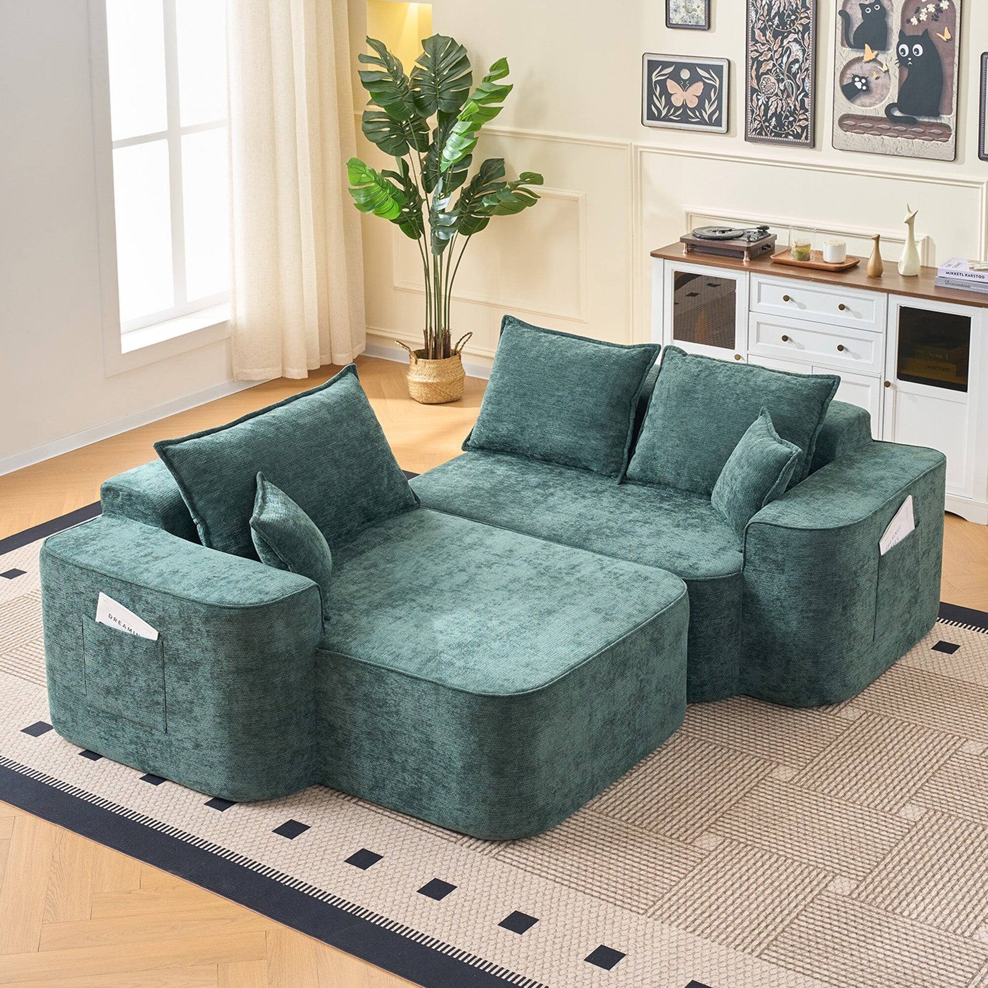 Alt View 2. Boyel Living - Compressed Green Chenille Modular Sofa with Side Storage No Assembly Required 4-Seat - Green.