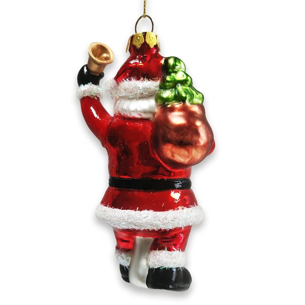 Alt View 1. OrnamentallyYou - Festive Delivery Santa Claus Coming to Town Glass Christmas Ornament - Multi-colored.