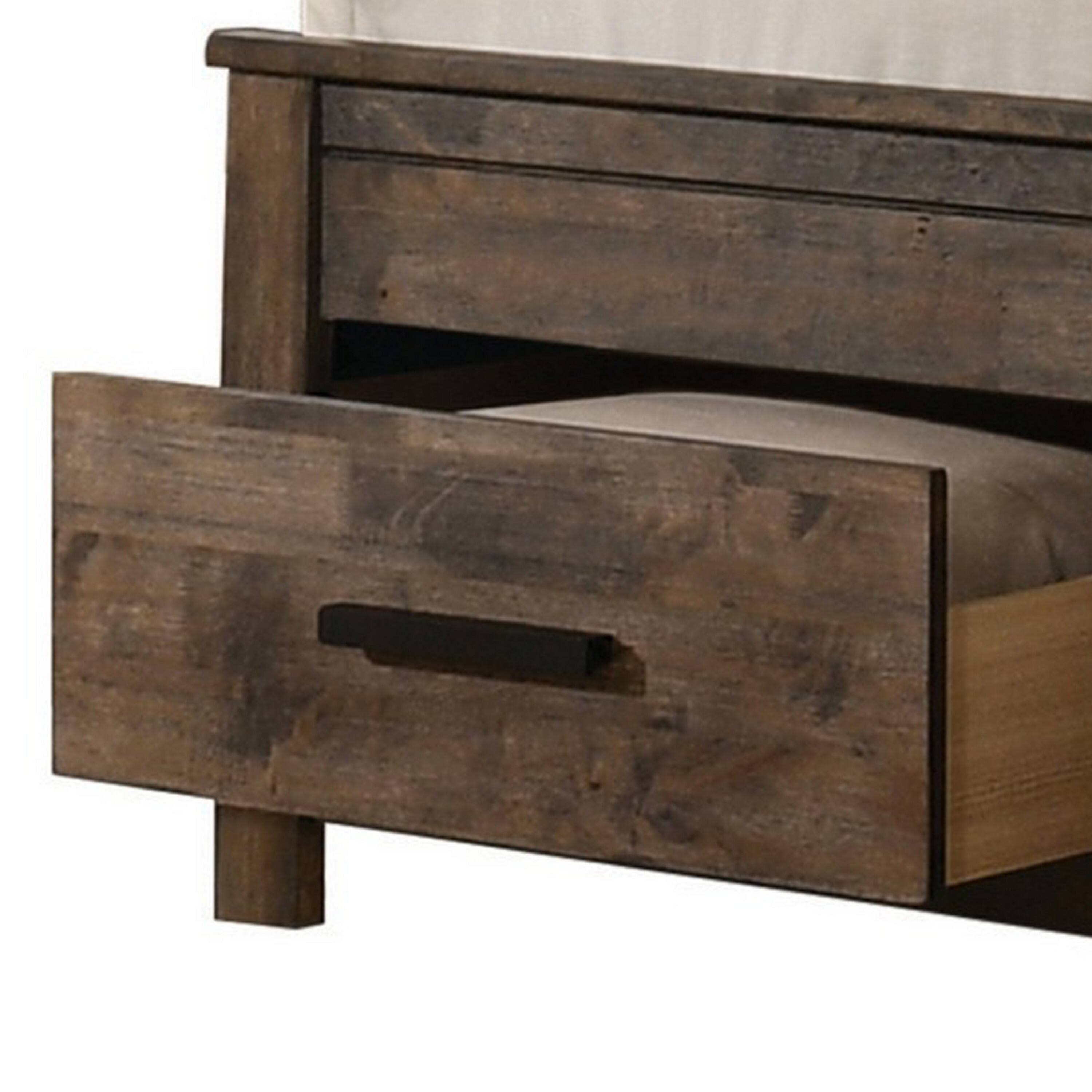 Alt View 3. Manhattan Lane - Frio King Size Storage Bed, 2 Drawers, Low Platform Design - Brown, Black.