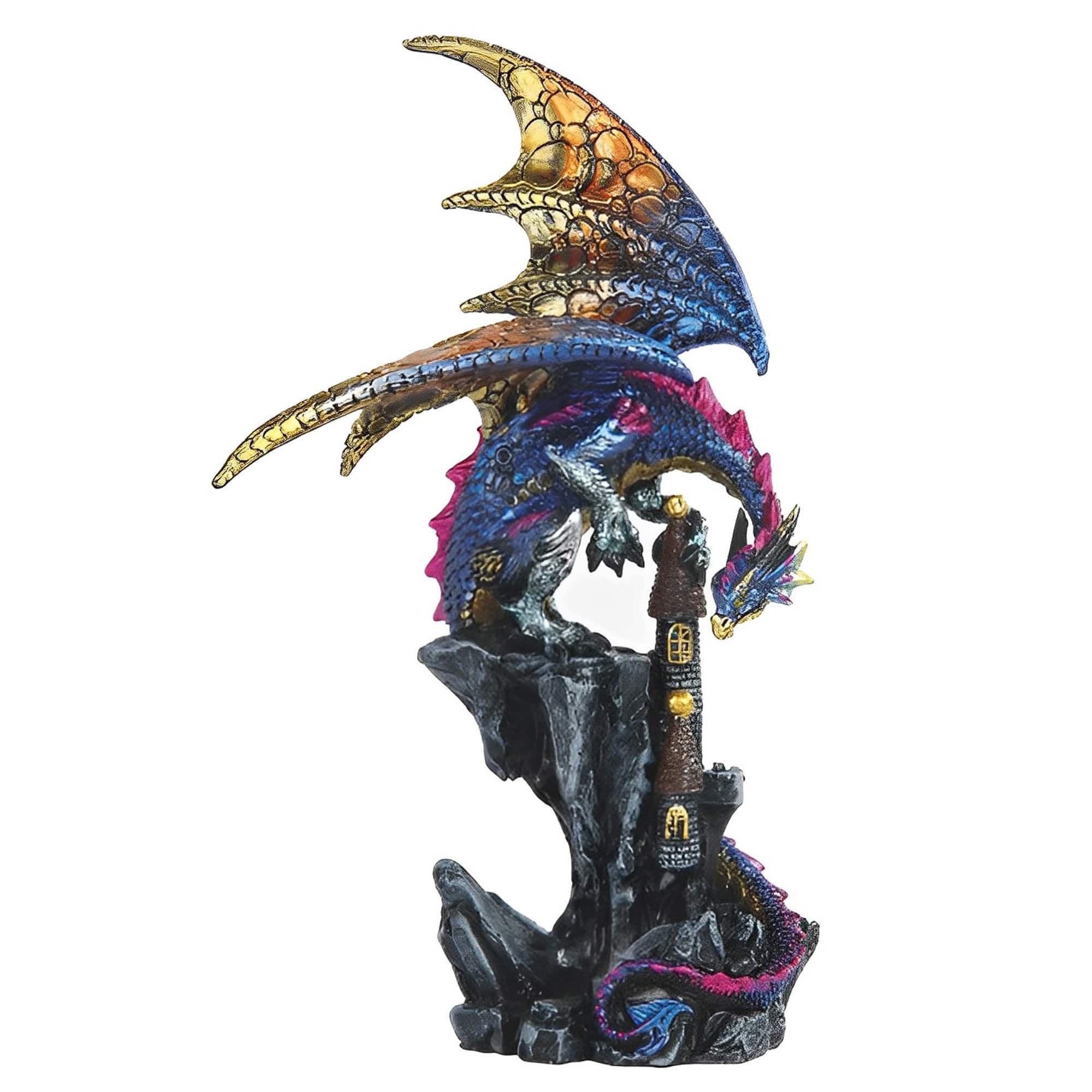 FC Design - 8.5"H Medieval Dragon on Castle Figurine Statue Office/Computer Desk Tabletop Medieval Gaming Home Decor Gift - Multi-Color