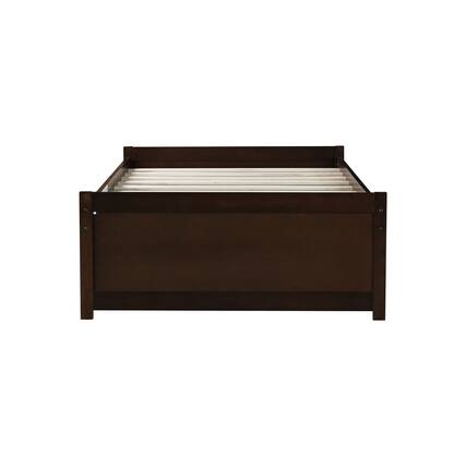 Front. GOODSILO - Twin Size Platform Bed with Two Underbed Storage Drawers for Space-Saving Bedroom Organization - Espresso.