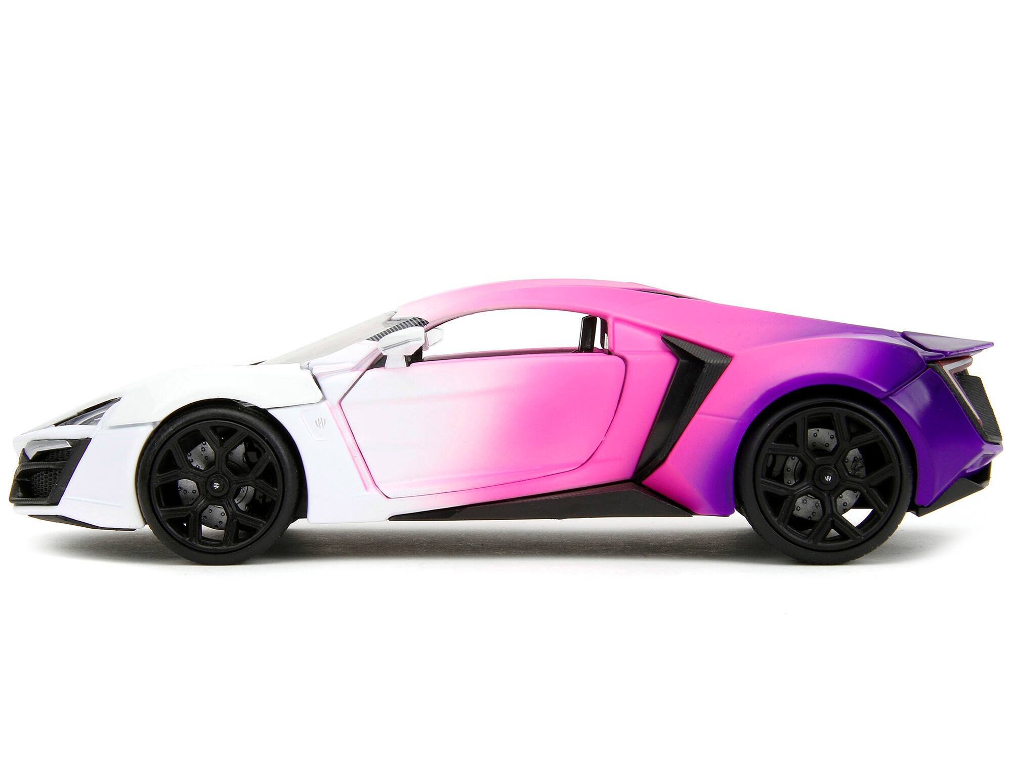 Alt View 2. Jada - Lykan Hypersport White, Pink and Purple Gradient "Pink Slips" Series 1/24 Die Cast Model Car by Jada.