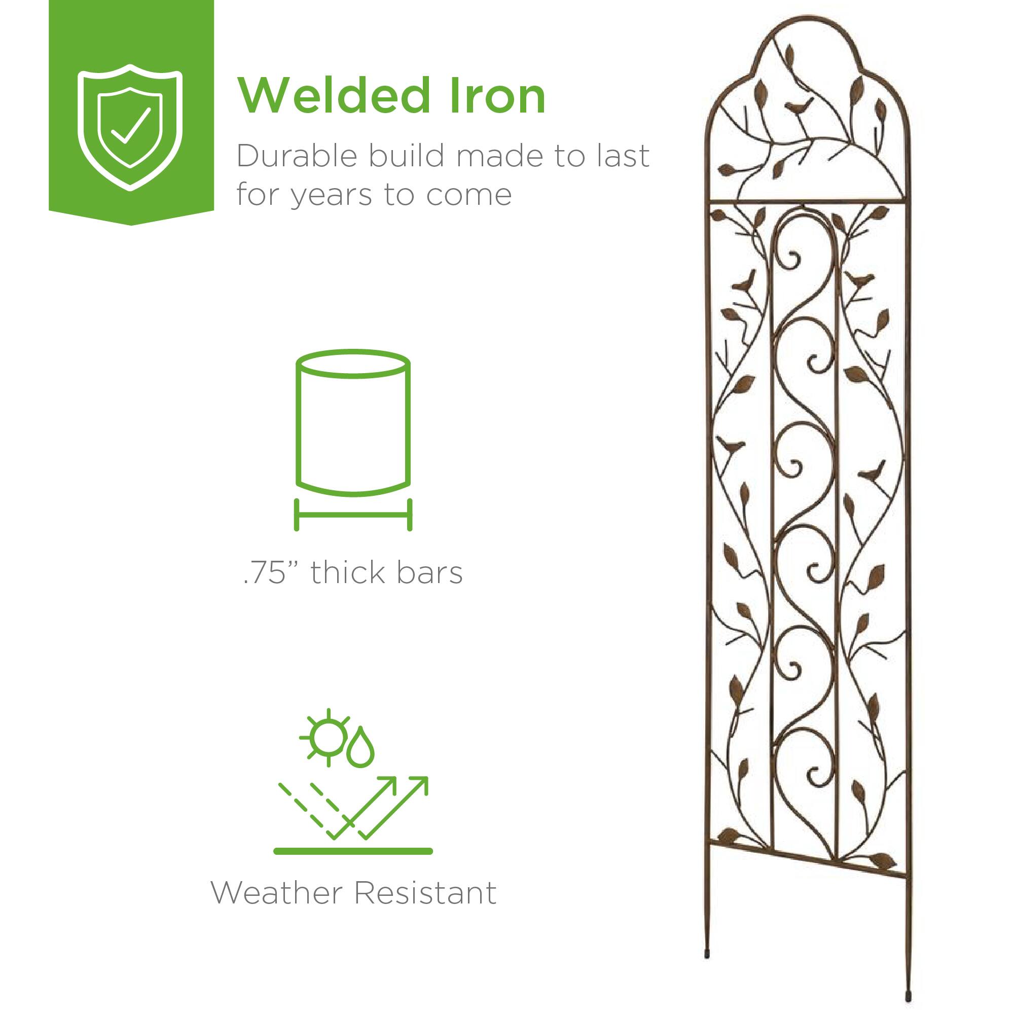 Welded Iron  
Durable build made to last for years to come  

.75" thick bars  

Weather Resistant