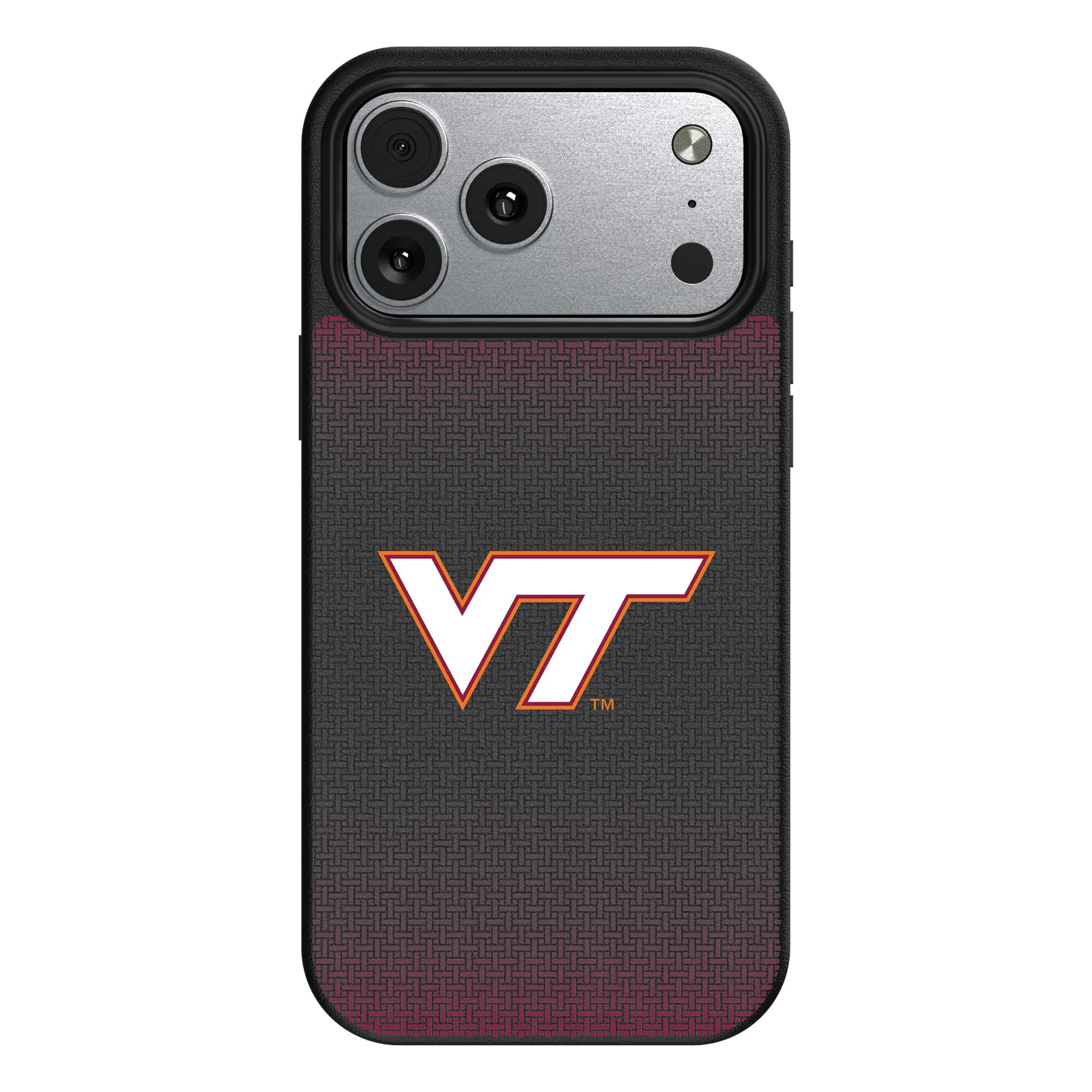 Front. Keyscaper - Virginia Tech Hokies Linen Logo iPhone Magnetic Bump Case - 17 Pro Max - Black.