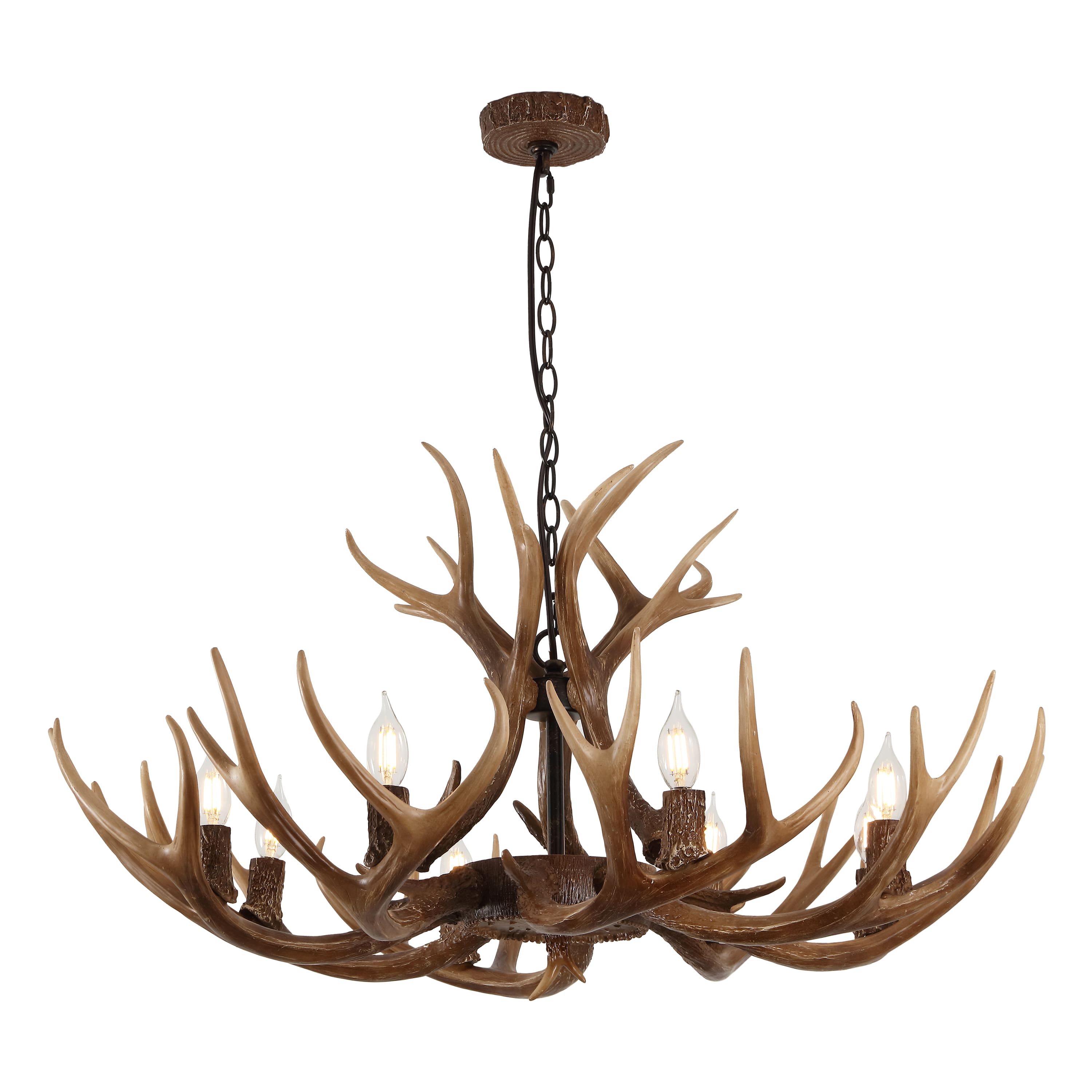 "Jonathan Y - Eldora 36"" 8-Light Rustic Farmhouse Adjustable Resin Antler LED Chandelier - Brown" price history on PriceWatchPro