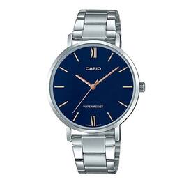 Casio - Women’s Stainless Steel Analog Watch with Blue Dial - LTP-VT01D-2BUDF - Silver