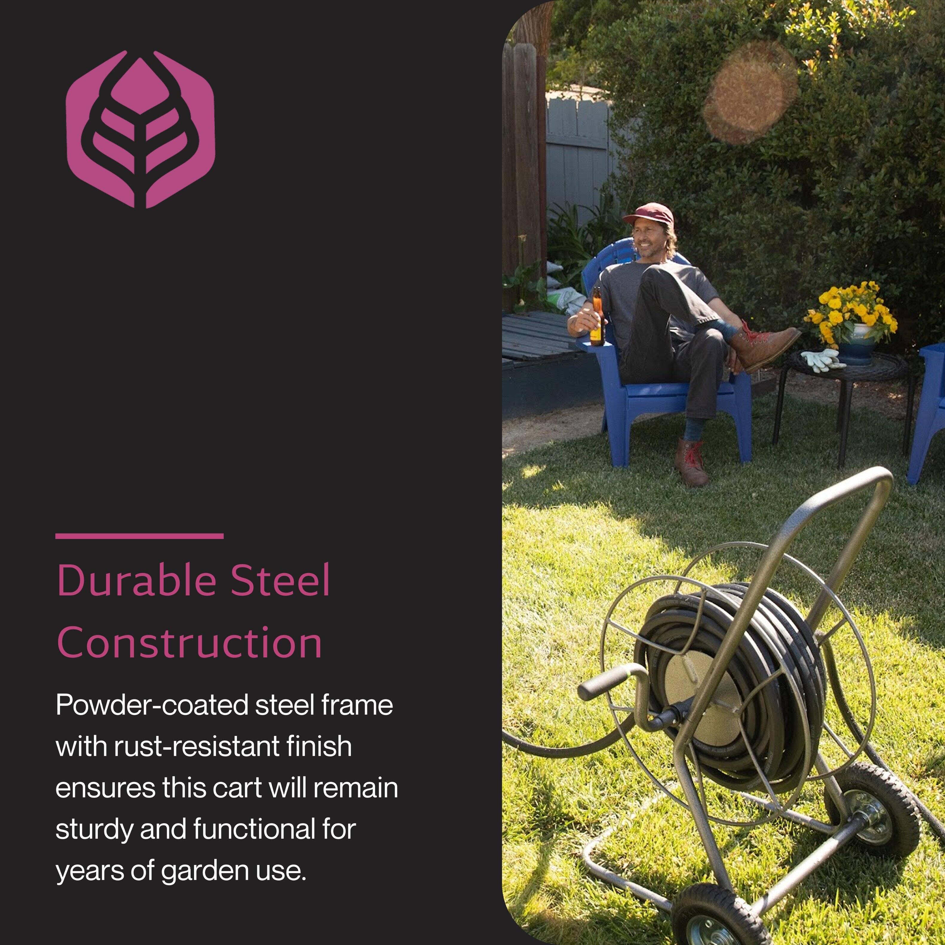 Durable Steel Construction

Powder-coated steel frame with rust-resistant finish ensures this cart will remain sturdy and functional for years of garden use.