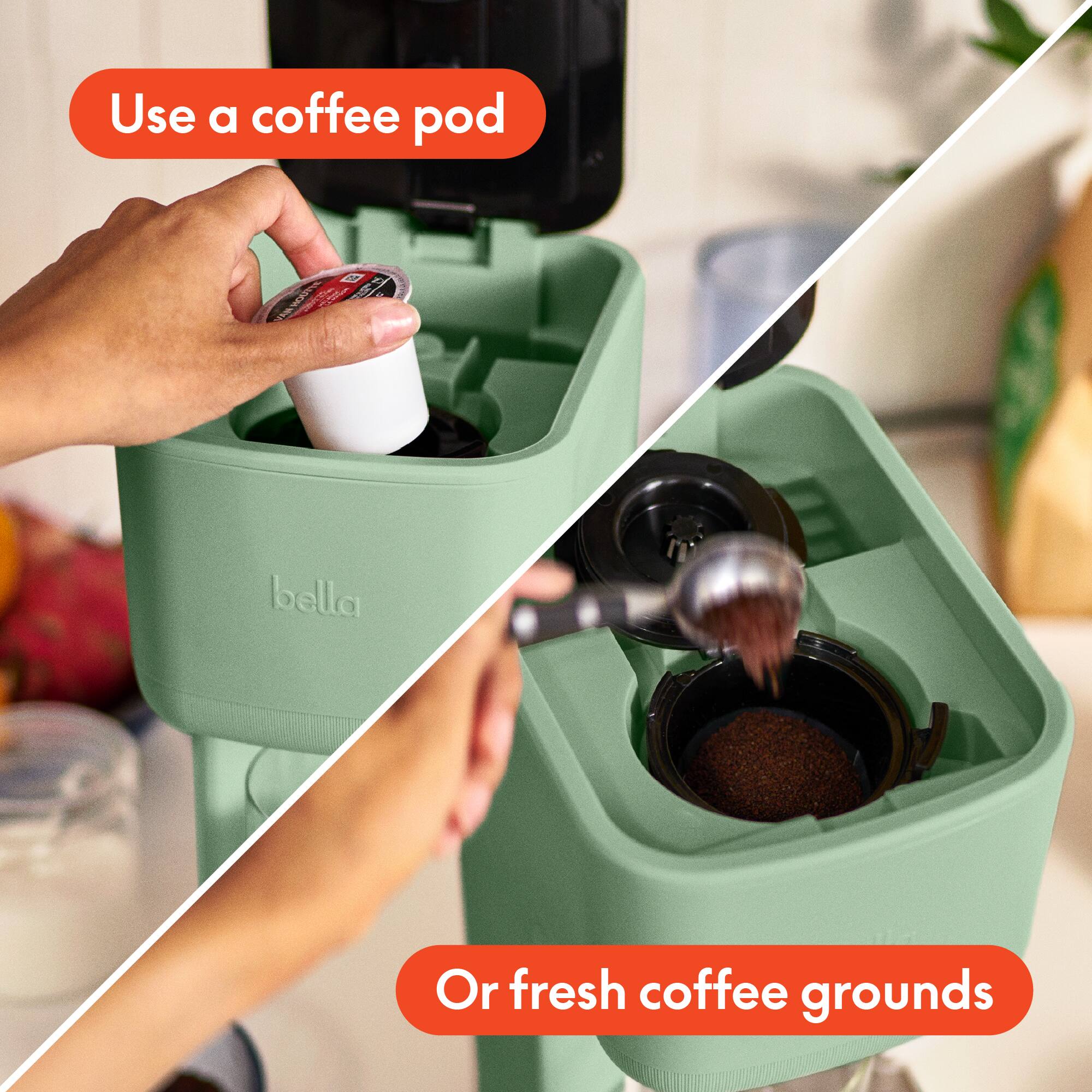 Use a coffee pod

Or fresh coffee grounds