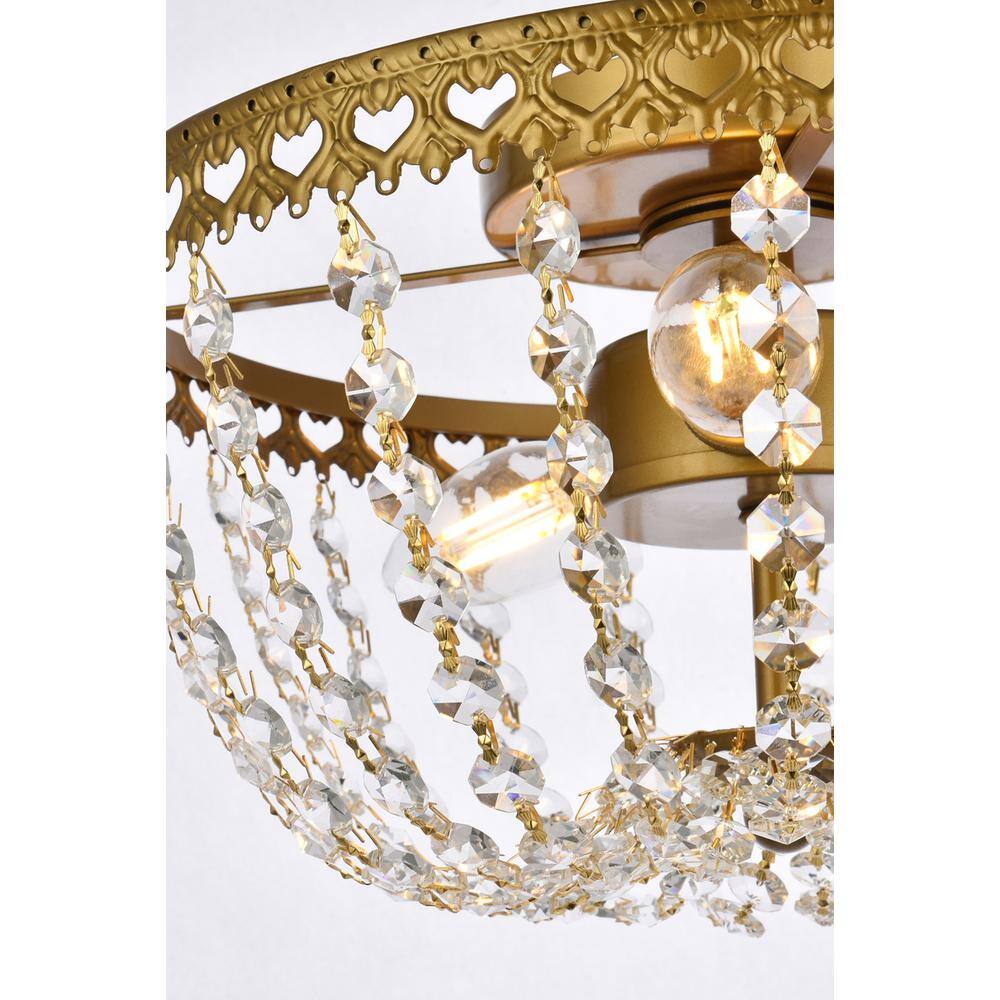 Alt View 2. Elegant Lighting - Kylie 12 inch flush mount in brass - Brass.