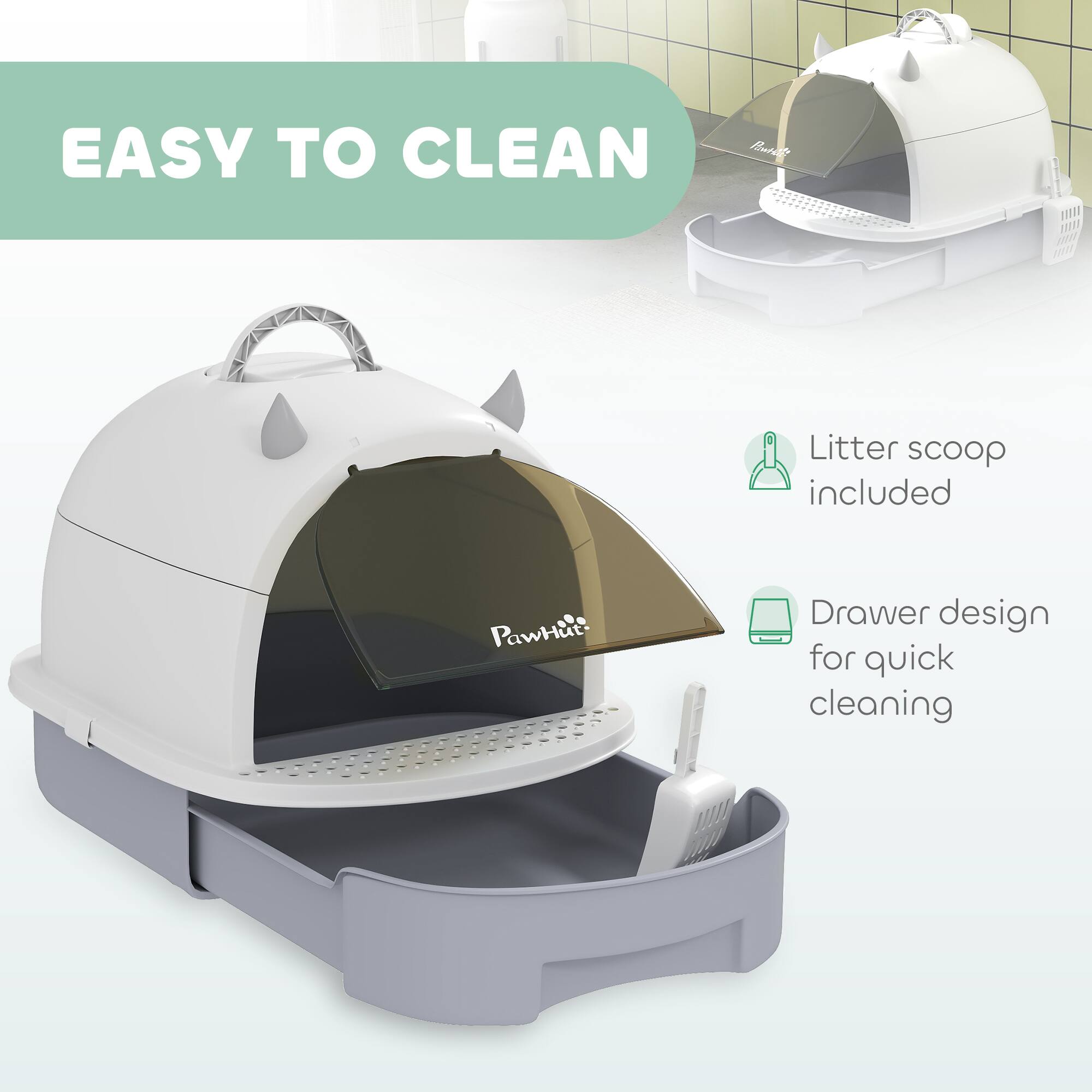 EASY TO CLEAN

- Litter scoop included
- Drawer design for quick cleaning