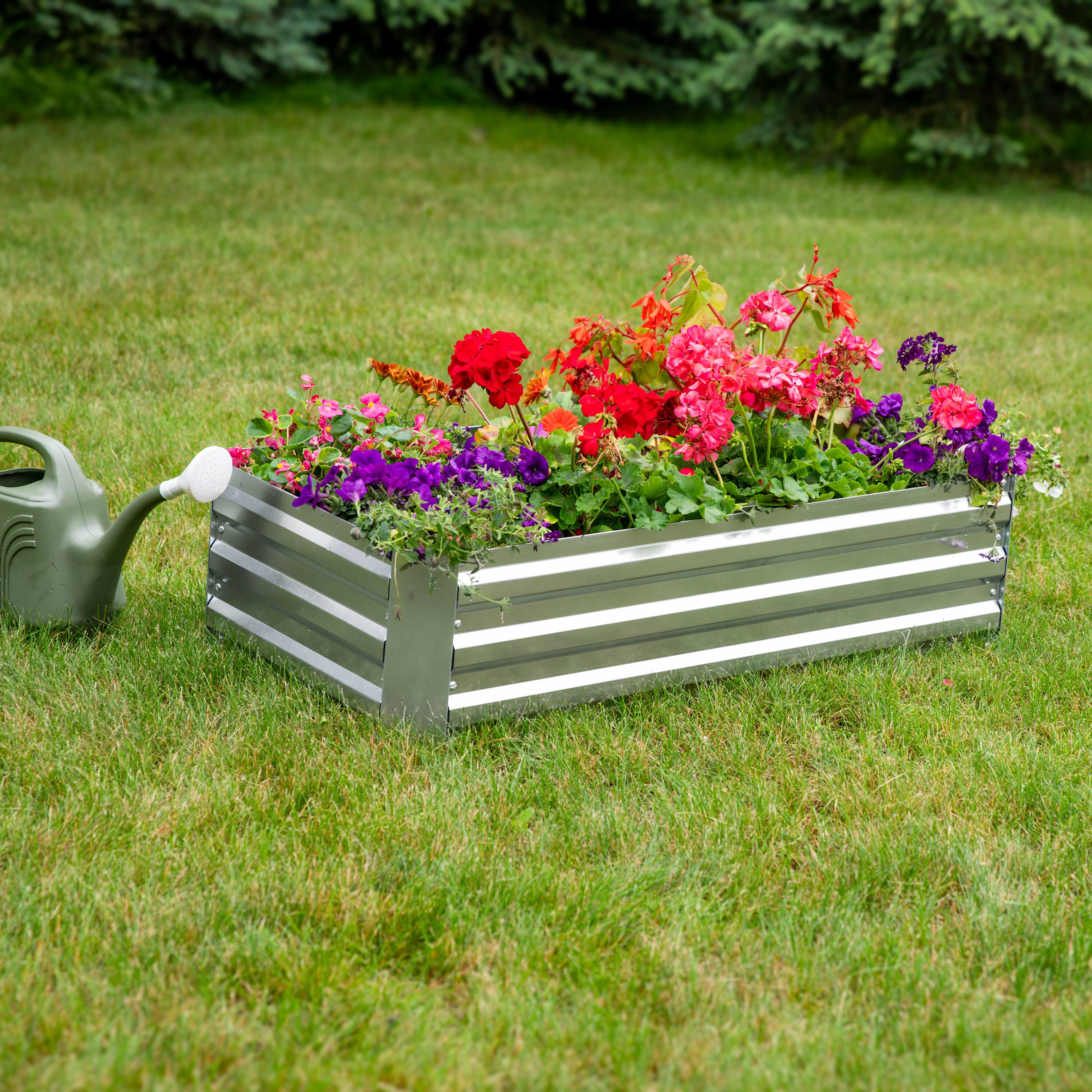 Alt View 9. Sunnydaze - Rectangle Galvanized Steel Raised Bed - 4 x 2 x 1 ft - Silver.