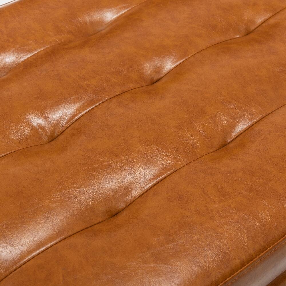 Alt View 7. Ropilly - Ropilly 43.3 Inch Brown Leather Storage Bench End of Bed Ottoman Entryway Bench with Wood Legs - Brown.