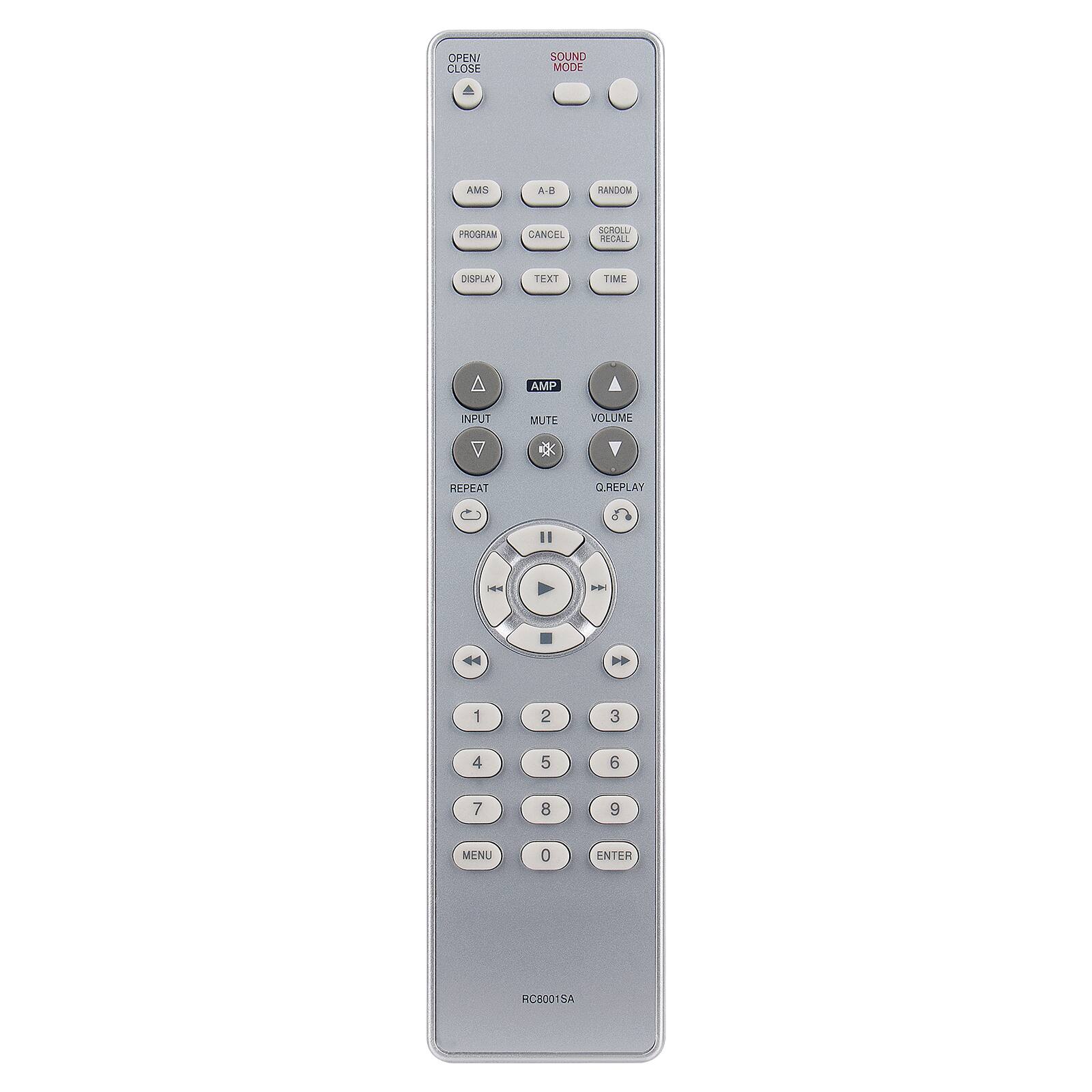 OPEN/CLOSE  
SOUND MODE  
AMS  
PROGRAM  
CANCEL  
DISPLAY  
TEXT  
TIME  
A  
MUTE  
VOLUME  
REPEAT  
O.REPLAY  
1 2 3 4 5 6 7 8 9 0  
MENU  
ENTER  
RC80015A