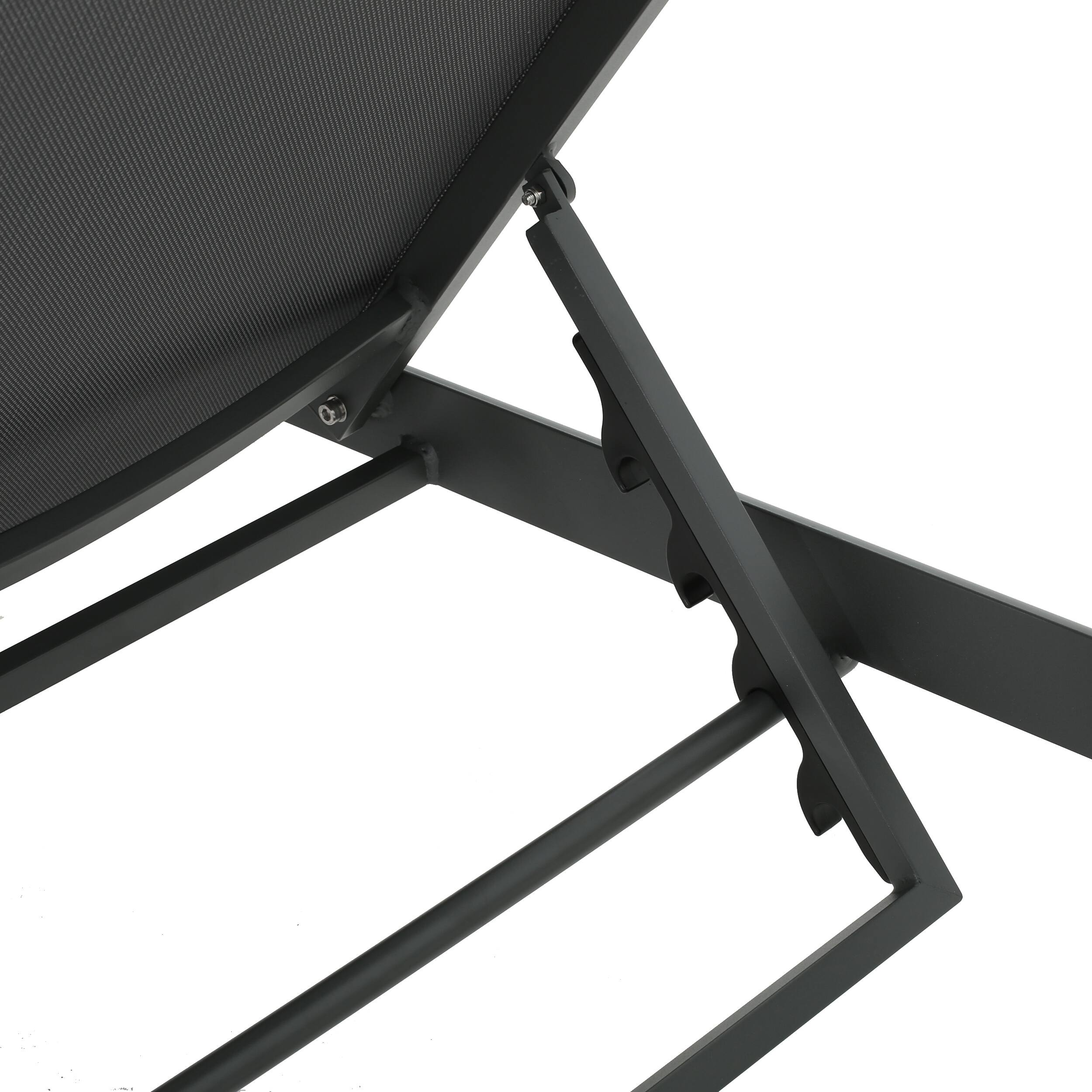 Alt View 6. Mondawe - Adjustable Aluminum Frame Mesh Chaise Lounge with Wheels - Gray.