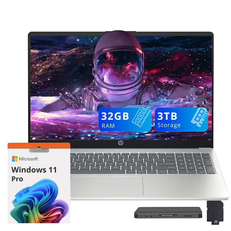 HP - 15.6" FHD Touchscreen Laptop,Intel i3-N305,32GB RAM,2TB SSD+1TB Dock Set,Intel UHD Graphics,Wi-Fi 6,Win 11 Pro - Blue