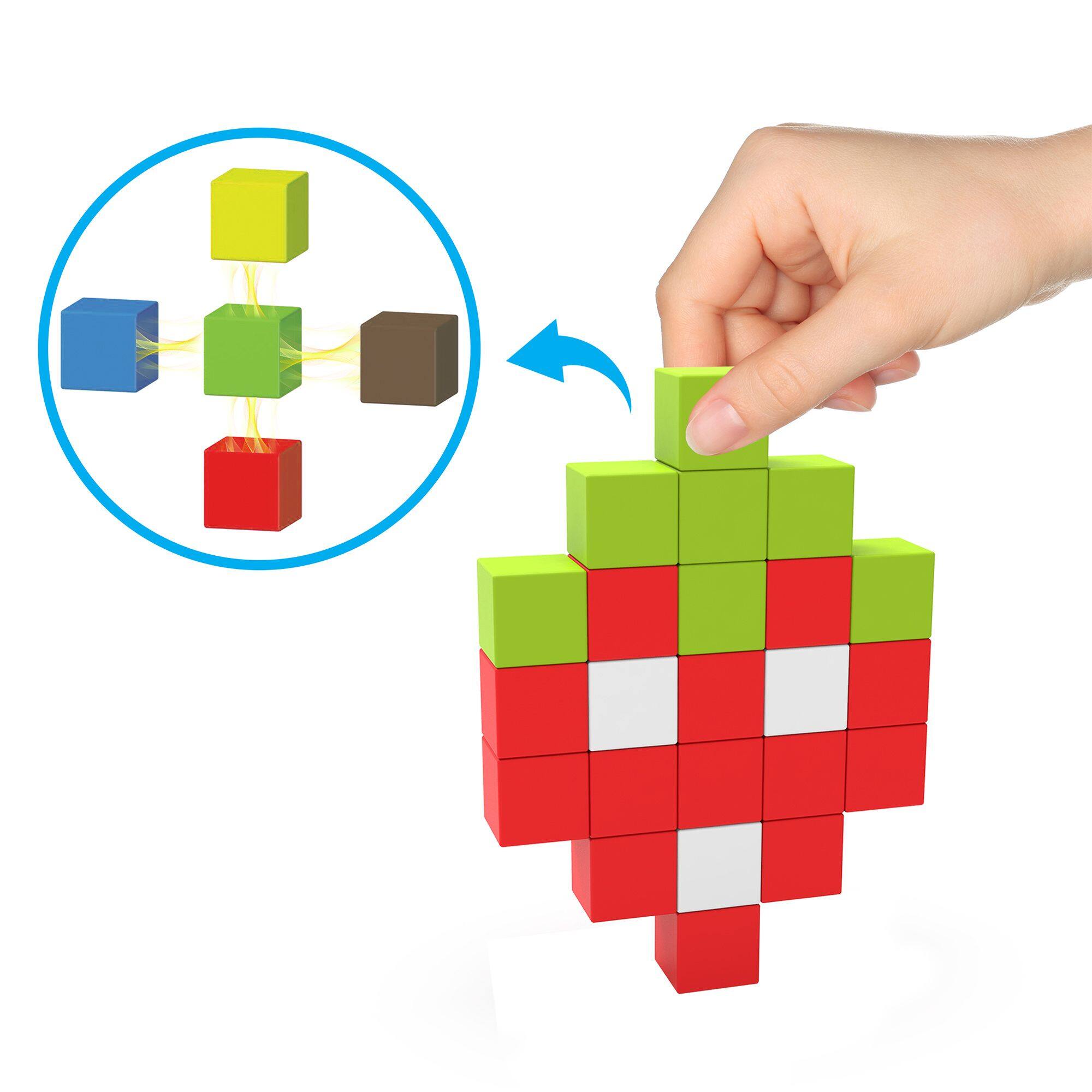 Alt View 4. PicassoTiles - PICASSO-TILES 50 PC Magnetic Building Puzzle Cubes Set for Kids Ages 3+ - Multicolor.