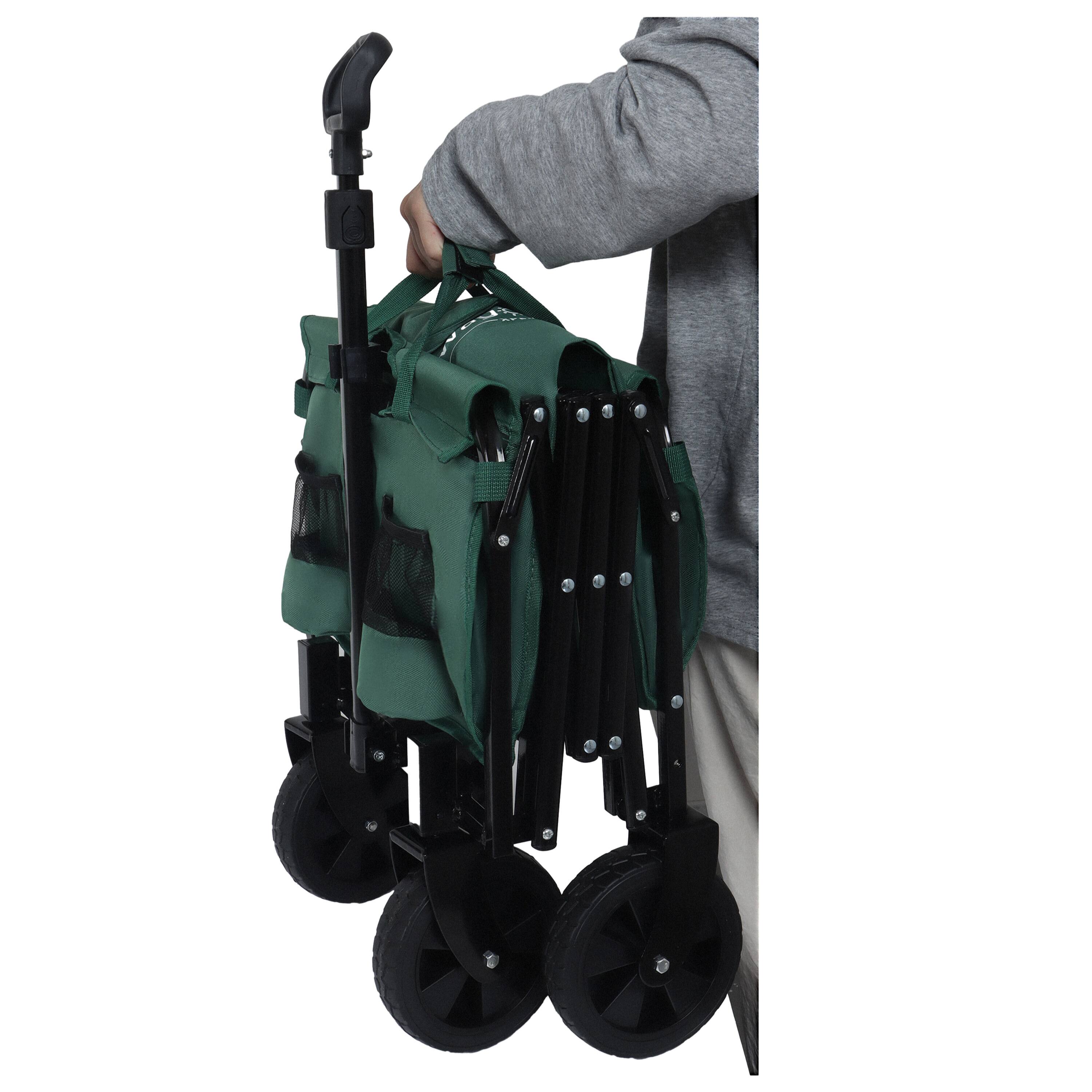 Alt View 4. Mondawe - Expandable Dual-Layer Wagon Utility Carts w/ 225LBS Capacity, 360° All-Terrain Wheels - Bright Green.