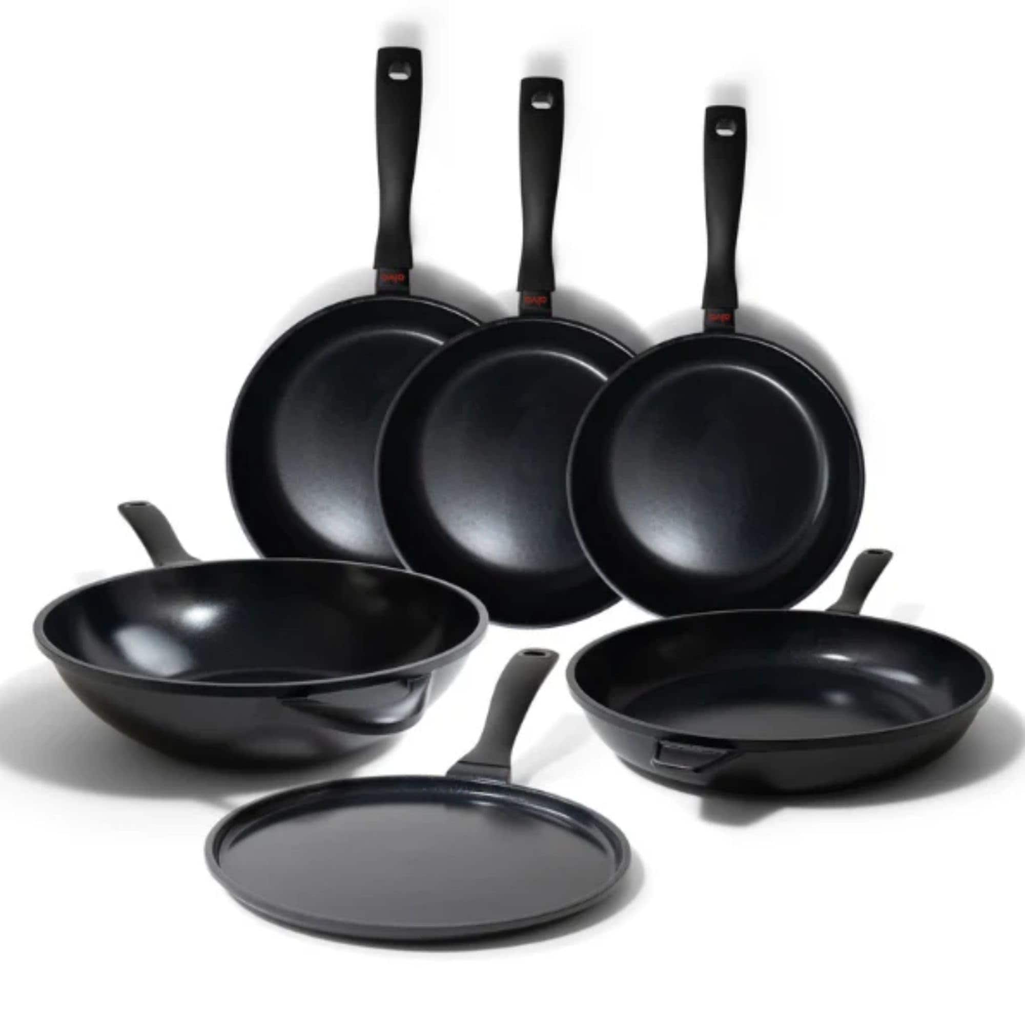 Front. Alva - Alva Energy Nonstick Ceramic Frying Pan 6-Piece Set - Lightweight, Easy to Clean and Toxin-Free Cookware - Black.