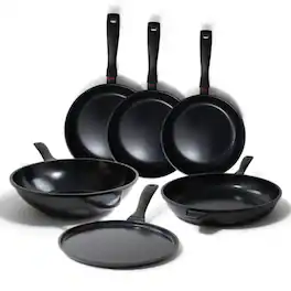 Alva - Energy Nonstick Ceramic Frying Pan 6-Piece Set - Lightweight, Easy to Clean and Toxin-Free Cookware - Black