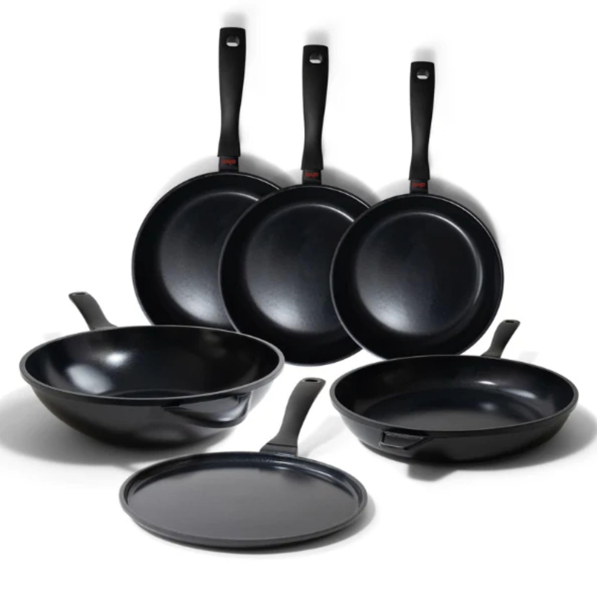 Front. Alva - Alva Energy Nonstick Ceramic Frying Pan 6-Piece Set - Lightweight, Easy to Clean and Toxin-Free Cookware - Black.