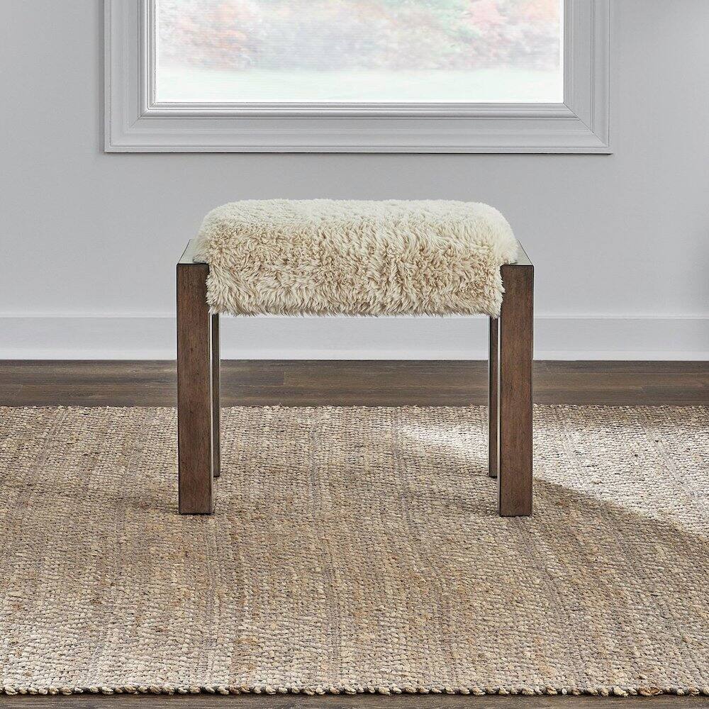 Alt View 2. Liberty Furniture Industries - Broadmore Upholstered Console Stool - Faux Sheepskin - Cobblestone Brown - Cobblestone Brown.