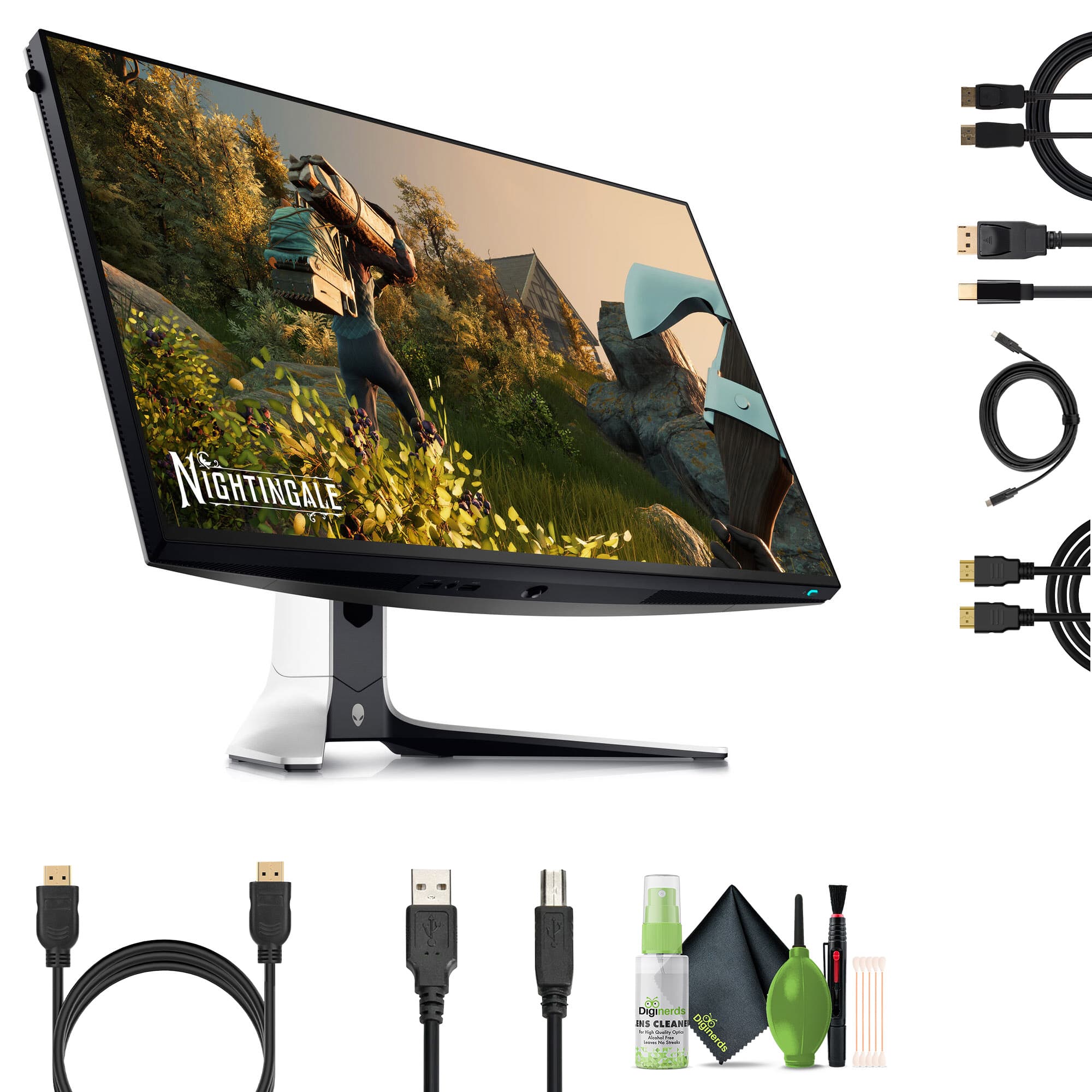 Bundle - Alienware - AW2723DF 27" + USB Printer Cable + HDMI Cable + Cleaning Kit