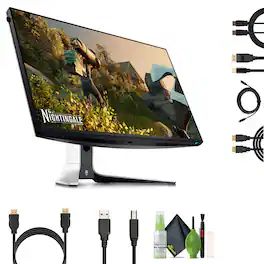 Bundle - Alienware - AW2723DF 27" + USB Printer Cable + HDMI Cable + Cleaning Kit