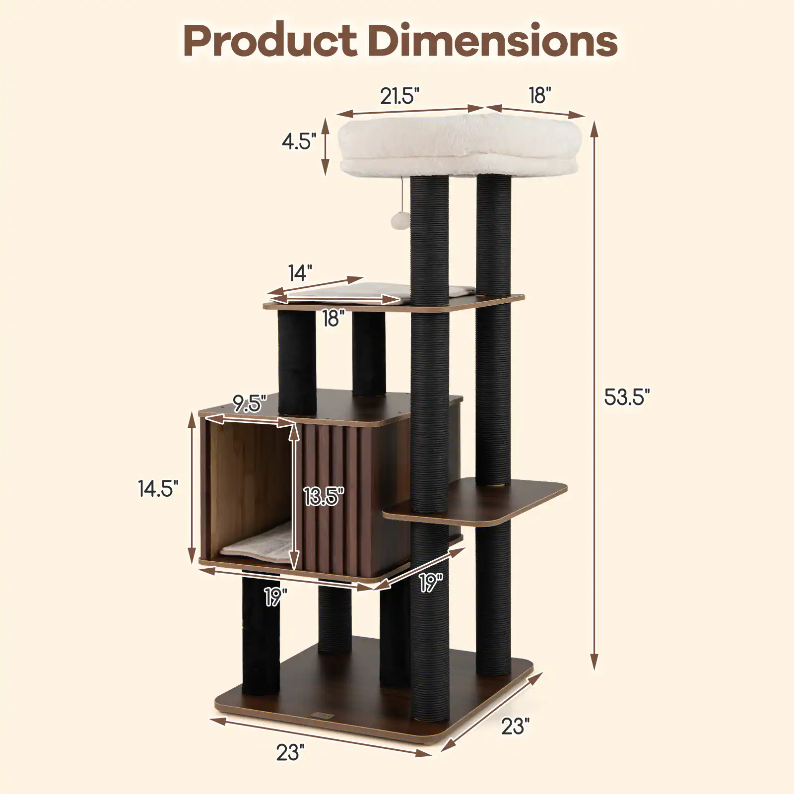 Product Dimensions: 21.5" x 18" x 4.5" x 14" x 18" x 9.5" x 53.5" x 14.5" x 13.5" x 19" x 19" x 23" x 23"