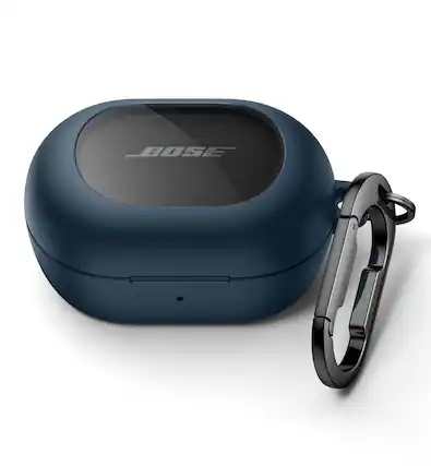 Front. SURITCH - Case for Bose QuietComfort Earbuds (2024), Rugged Shockproof Cover with Magnetic Lok & Carabiner & Cleaning Kit - Blue.