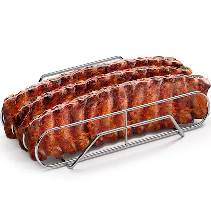 Front. Sorbus - Sorbus Extra Large Non-Stick Rib Rack - Porcelain Coated Steel Roasting Stand – Holds 3 Full Rib Racks for Grilling, BBQ - Silver.