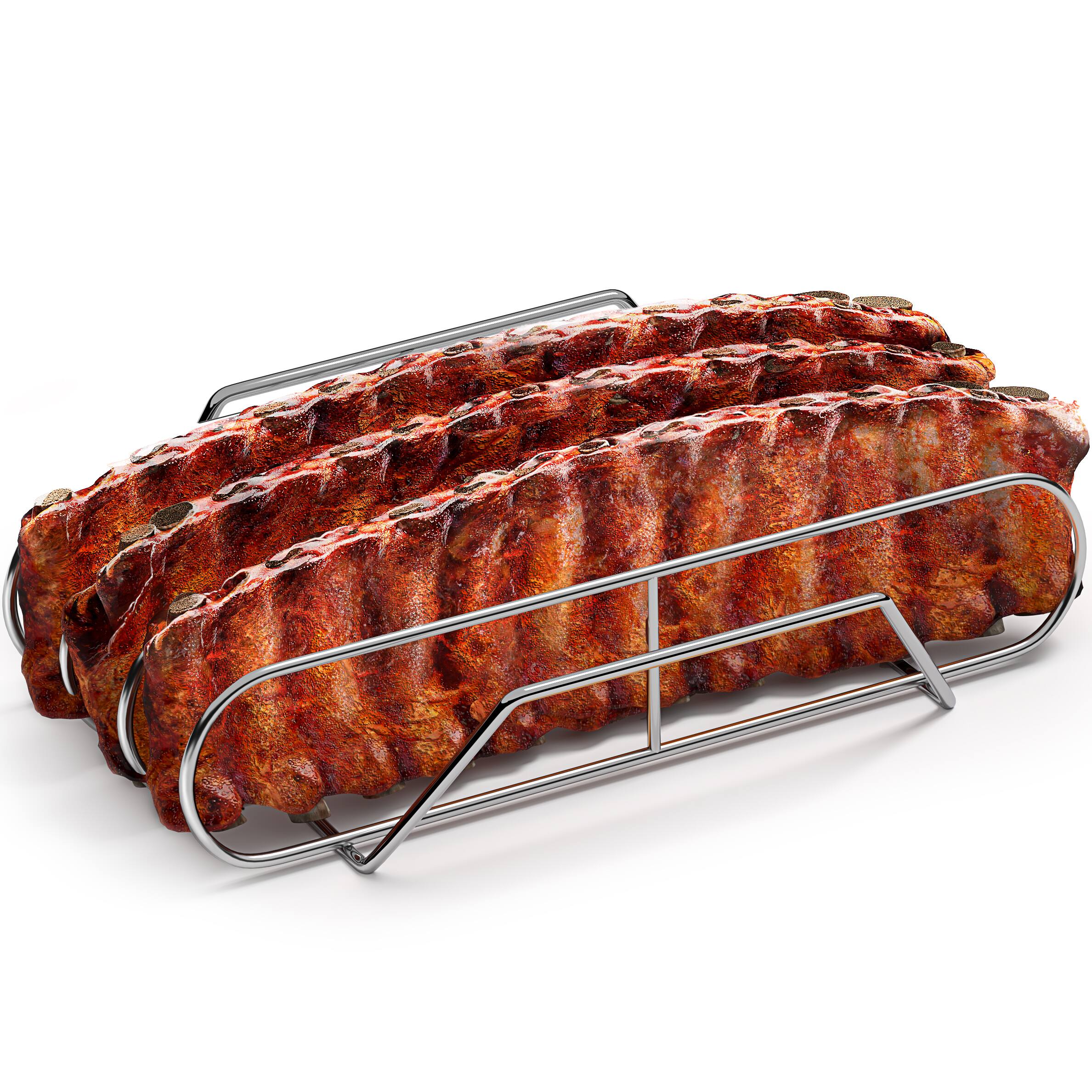 Front. Sorbus - Sorbus BBQ Non-Stick Rib Rack XL -  Holds 3 Full Rib Racks for Grilling & Barbecuing - Silver.