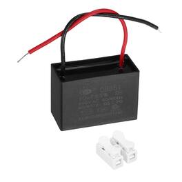 Unique Bargains - 10uF CBB61 Ceiling Fan Capacitor, AC 450V 2 Wires with Terminal Blocks for Pump Motor Generator Blower - Black