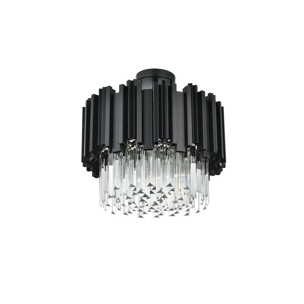 Angle. Elegant Lighting - Willow 16 Inch Flush Mount Ceiling Light In Black - Black And Clear.