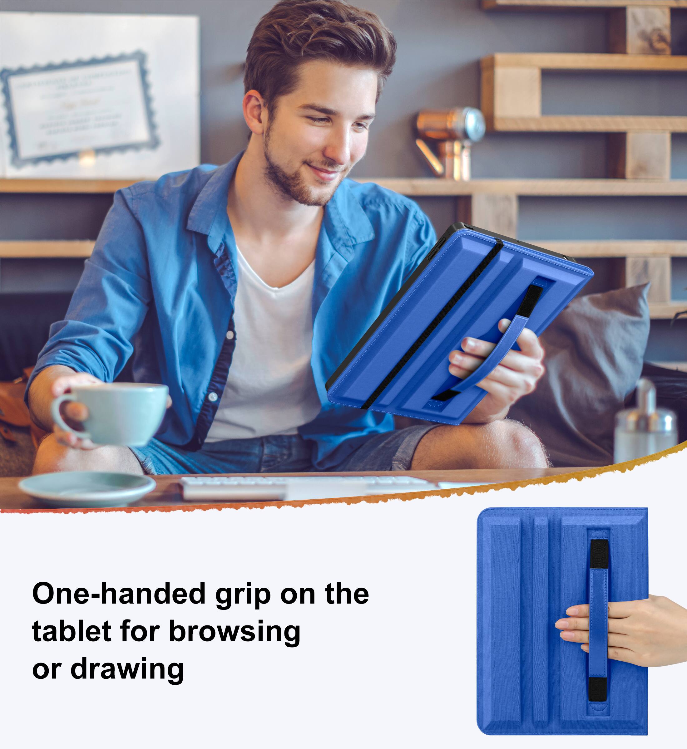 One-handed grip on the tablet for browsing or drawing