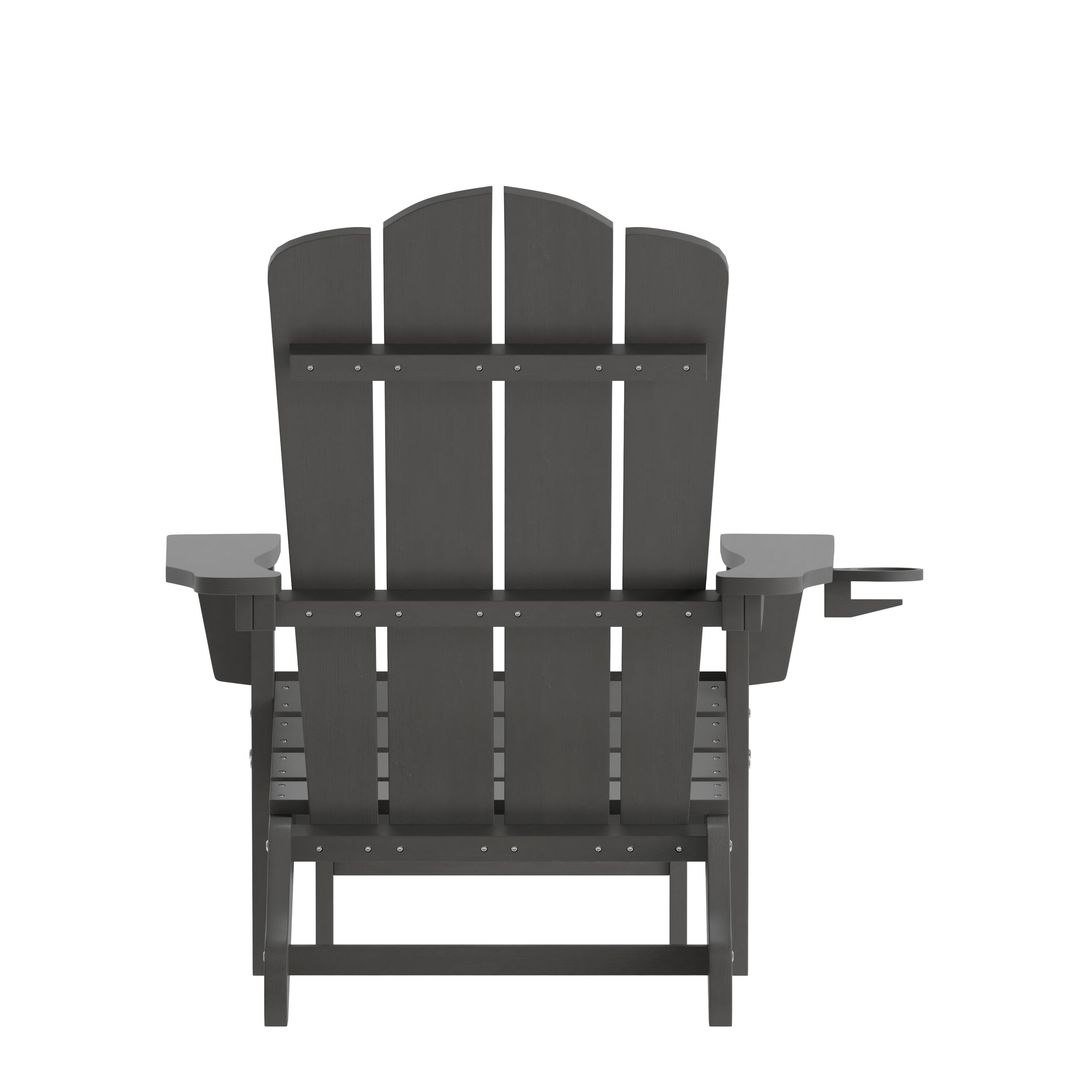 Alt View 7. Emma + Oliver - Tiverton Adirondack Chair with Cup Holder and Pull Out Ottoman, All-Weather HDPE Indoor/Outdoor Lounge Chair - Gray.