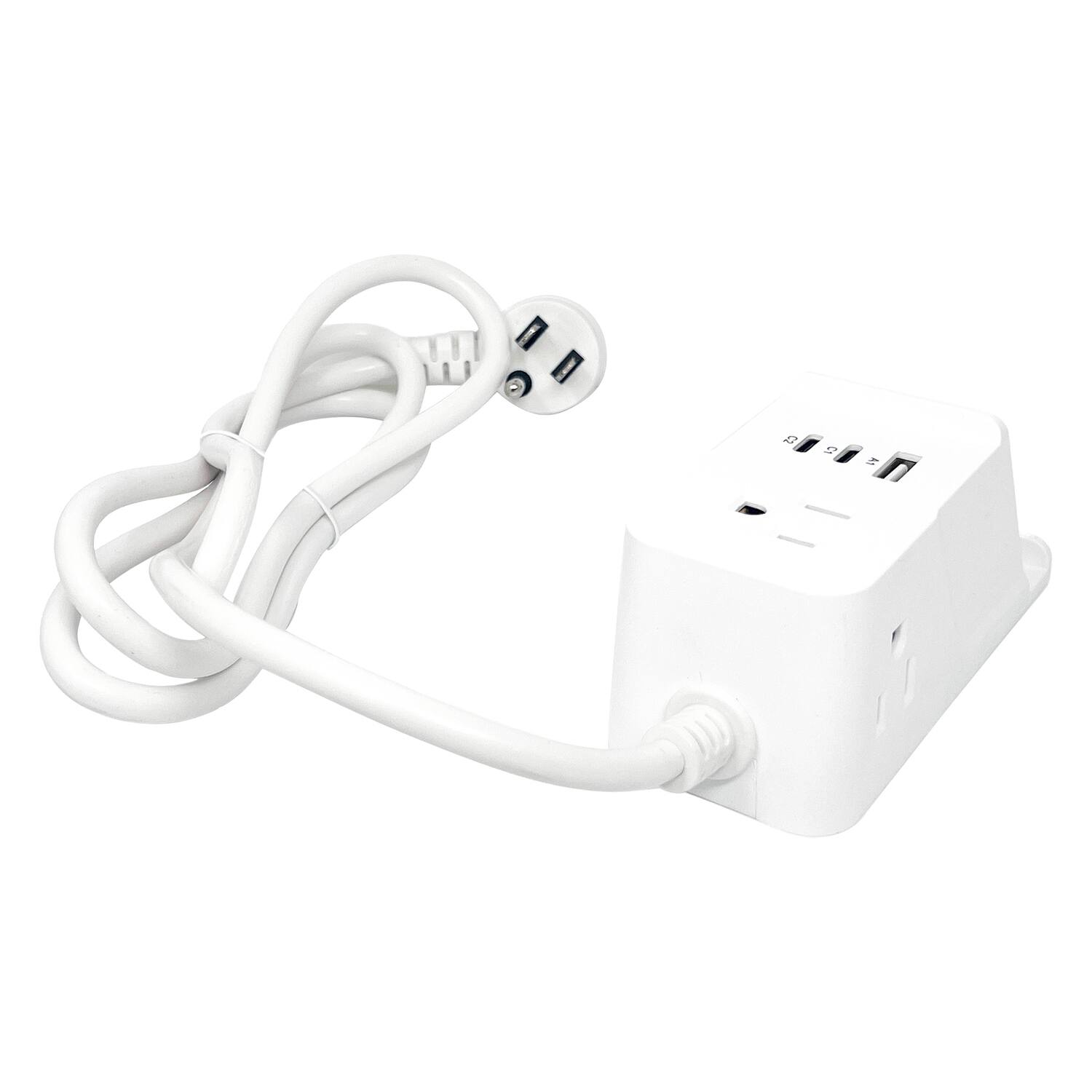 Back. Rayovac - Wireless Charging Station 3-Outlet 540J Surge Protector, 1 USB-A, 2 USB-C Ports, 5 ft Cord - White.