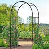 Front. Costway - Costway 7.2Ft Garden Arch Steel Arbor Wedding Garden Decoration Climbing Plants w/Stakes - Black.