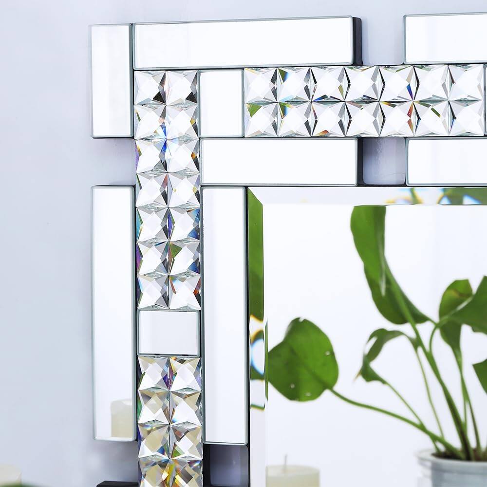 Comfort Essence - Crystal Decorative Wall Mirror For Living Room 36 X Decor With Beveled Edge Rectangle Elegant Dining Entryway - 36"L x 24"W